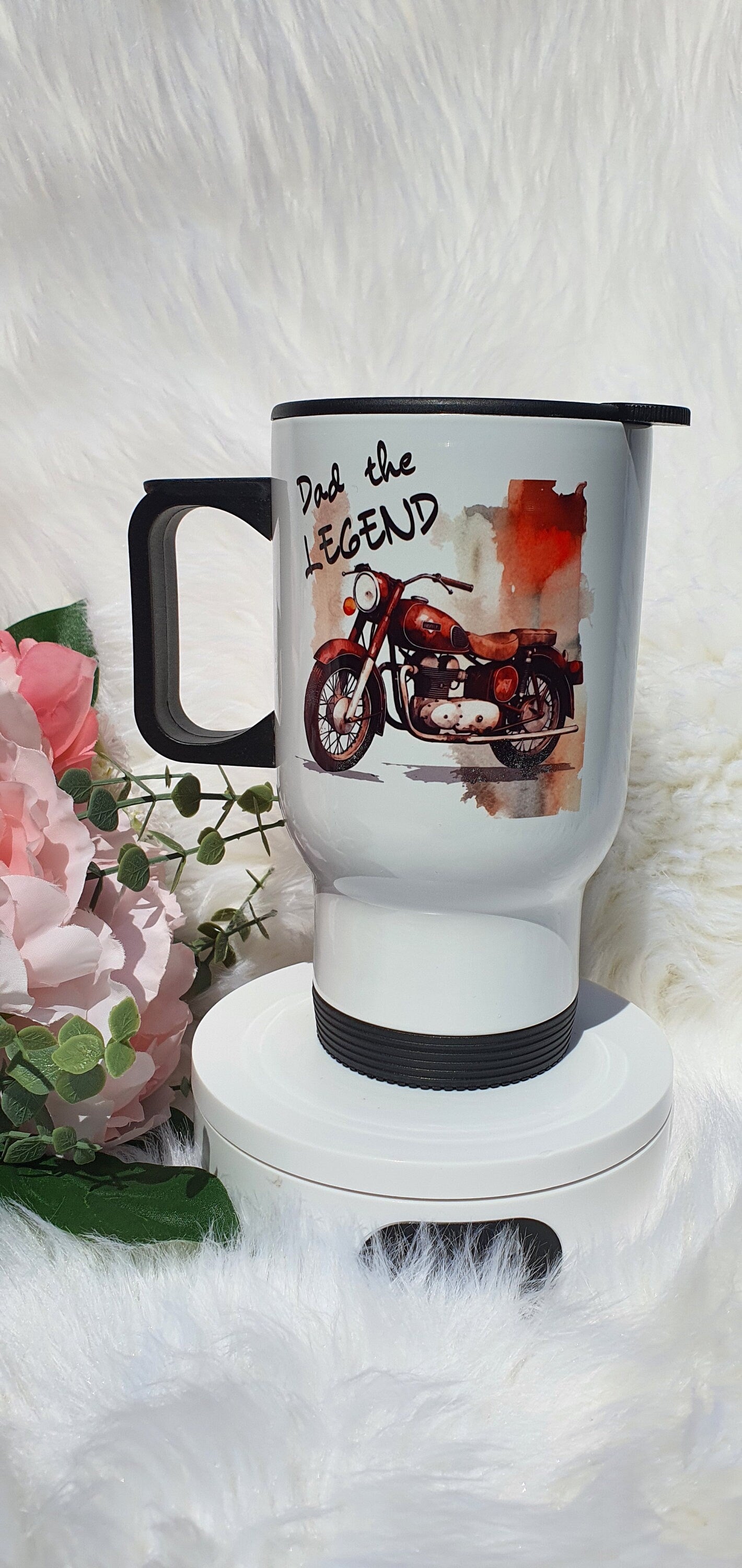 Personalised Hot Drink Travel mug Father's Day Gift, Custom Travel Mug, Motorcycle Gift for Him, Photo Travel Mug, Stainless Steel cup