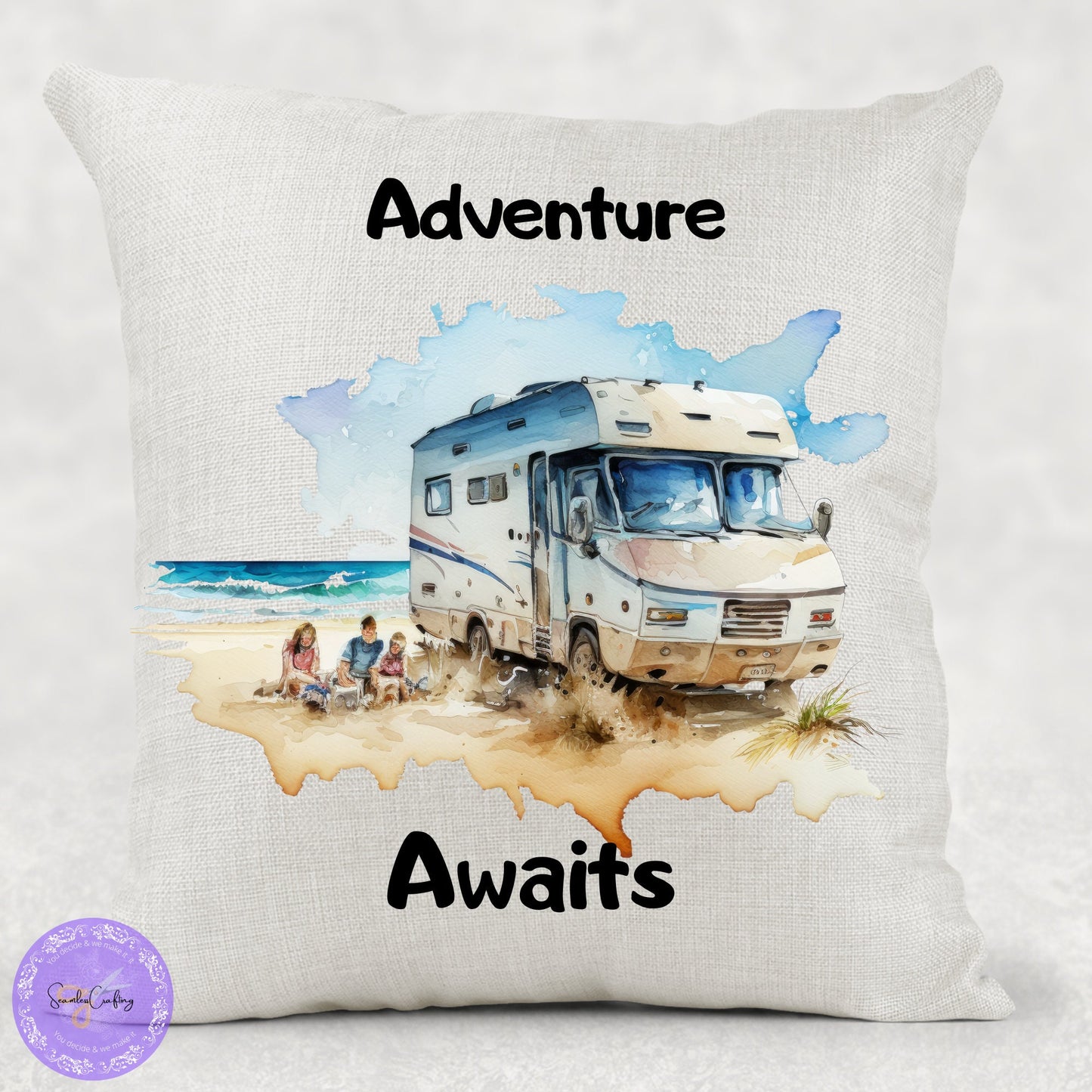 Personalised Camping Cushion, Family Holiday Caravan Pillow, Camping Lover Gift, Motorhome Owners Gift, Camping Cushion Tent, Caravan Decor