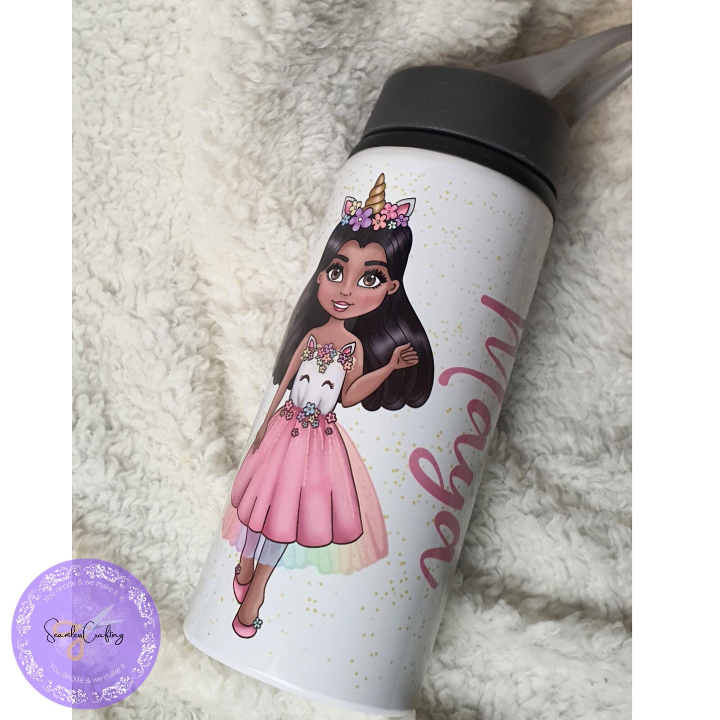 Personalised unicorn water bottle, Kids waterbottle, Nursery drinks bottle , Aluminium BPA Free bottle, Gift for birthday, Unicorn fan