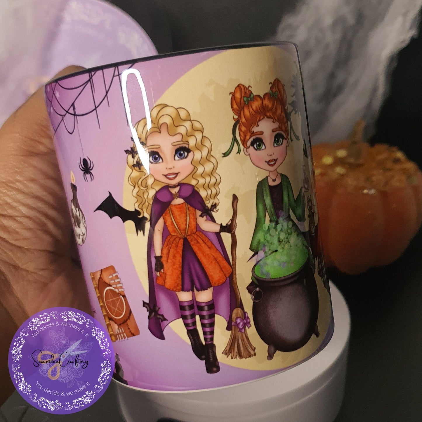 Personalised Witch Sisters mug, Custom Witches mug, Witches & Cauldron Mug, Halloween Witches Mug, Gift for her, witchy lover cup,