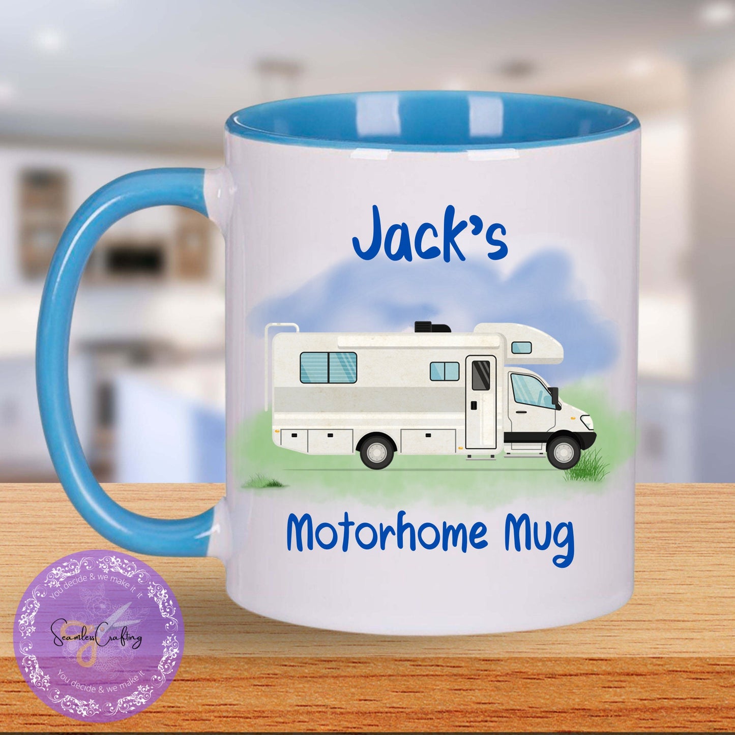 Personalised Motorhome mugs, add any text name, Campervan owners gifts, Ceramic camping cup, Outdoor lovers present, First RV gift