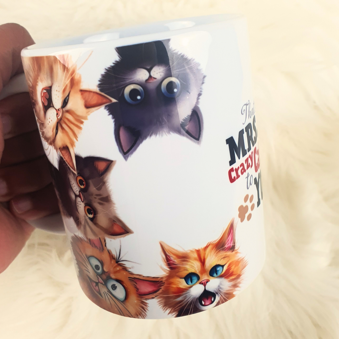 Personalised Crazy Cat Lady Mug – Custom Name Cat Lover Gift, Funny Cat Owner Coffee Cup, 11oz Ceramic Mug for Her, Gift for Cat Mum