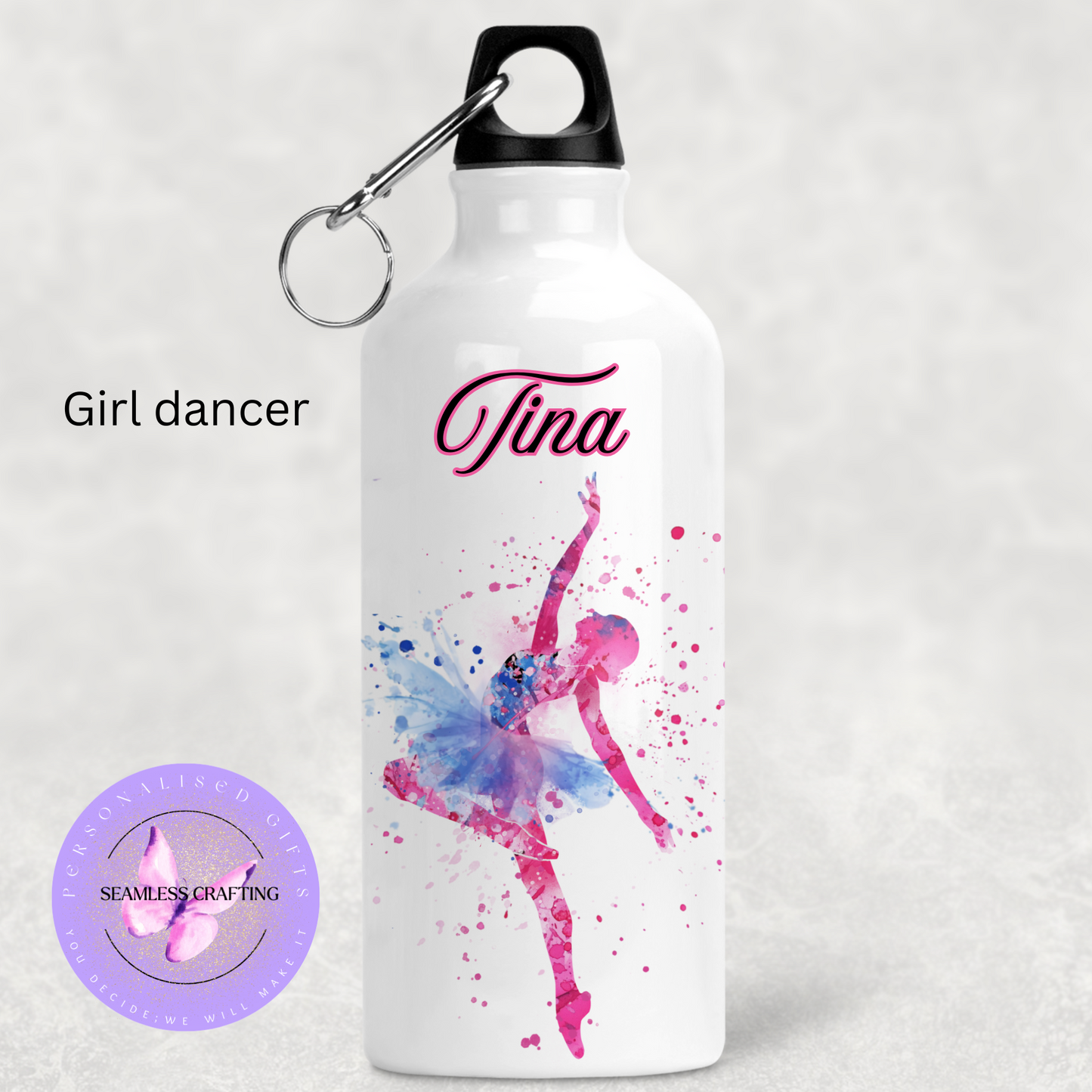 Personalised 400ml Sports Water Bottle – Watercolour Design | Custom Martial Arts, Dance, Football, Rugby, Horse Riding & More | Small UK Business