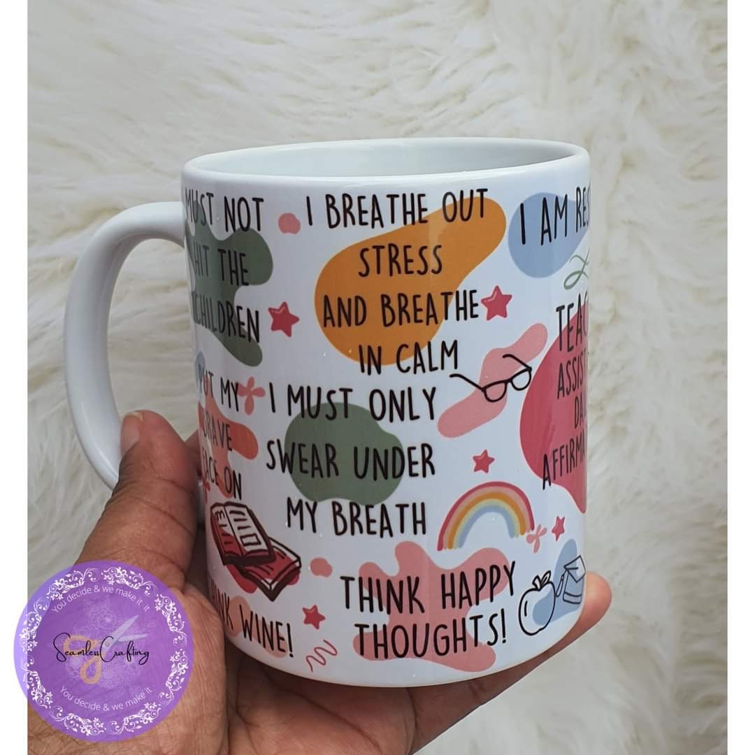 Personalised Funny Teacher Gift Mug, Novelty Humour Mug, Thank You Gift From Students, Daily Affirmation For Teachers, Gift From Coworker