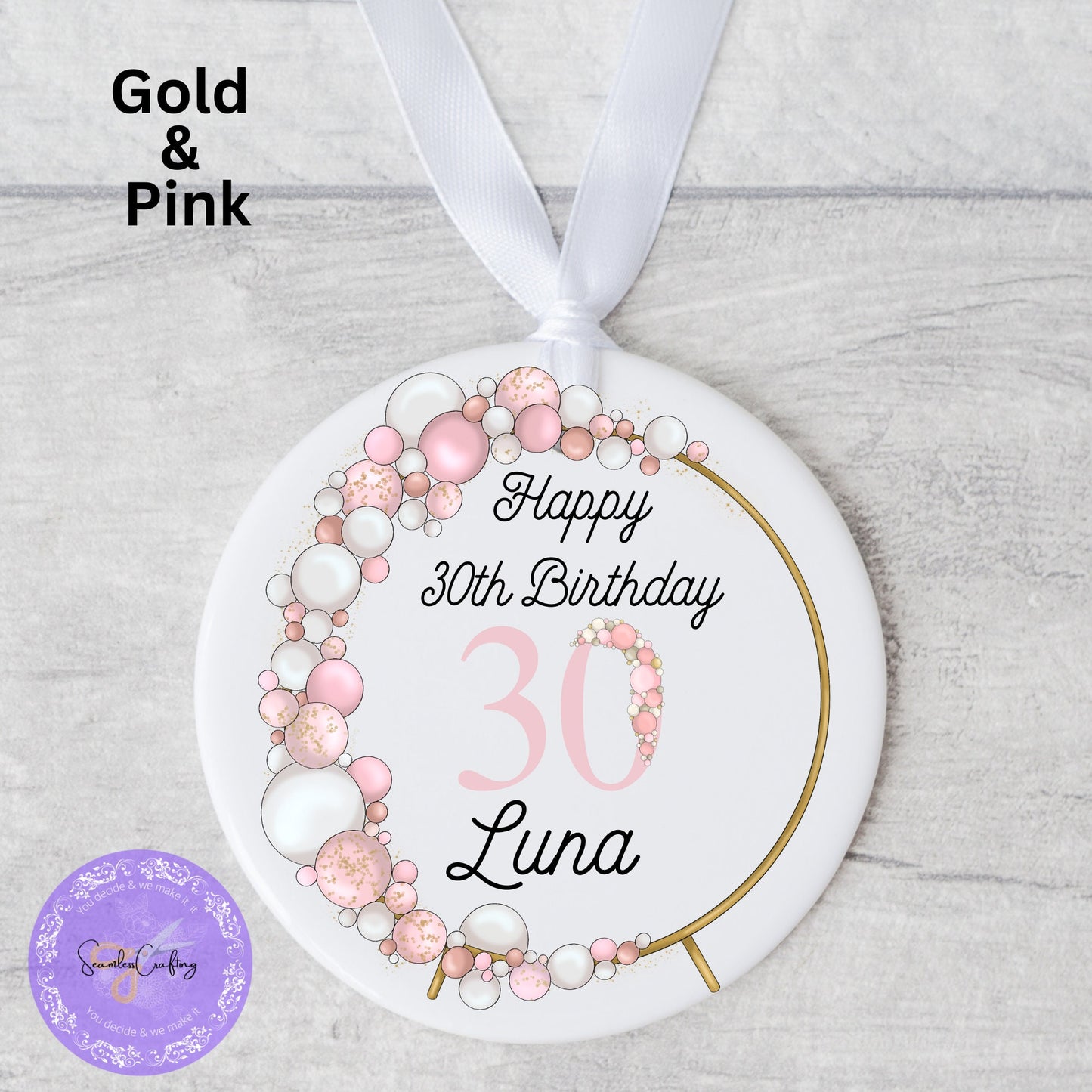 Personalised Ceramic Ornament Balloon Arch Birthday Gift, Custom any age ornament Balloon Arch, Memorable Keepsake Wedding, Birthday Gift