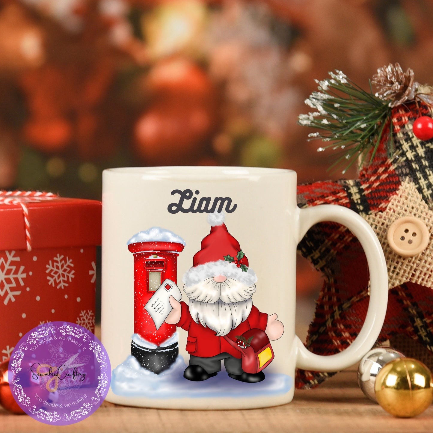 Postie Thank you Mug/ Personalised Gnome/Gonk Postman Coffee/ Tea Mug