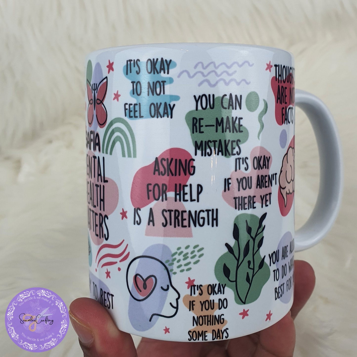 My Mental Health Matters Reminders Cup, Mental Health Awareness, Positive affirmation self-love beer can Cersmic mug, all about me