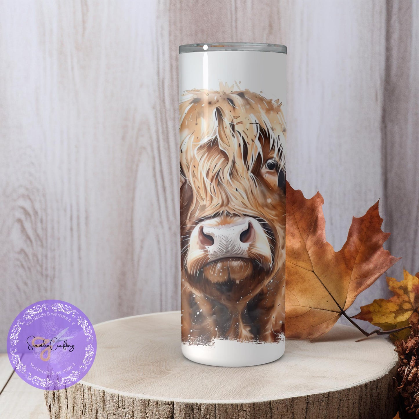 Personalised Highland Cow water Bottle - 20 oz Tumbler Gift, Cute Highland Coo Design, Stainless steel, Add any name thermal cup, fluffy coo