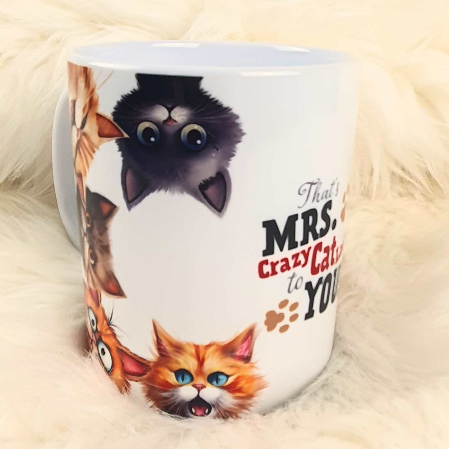 Personalised Crazy Cat Lady Mug – Custom Name Cat Lover Gift, Funny Cat Owner Coffee Cup, 11oz Ceramic Mug for Her, Gift for Cat Mum