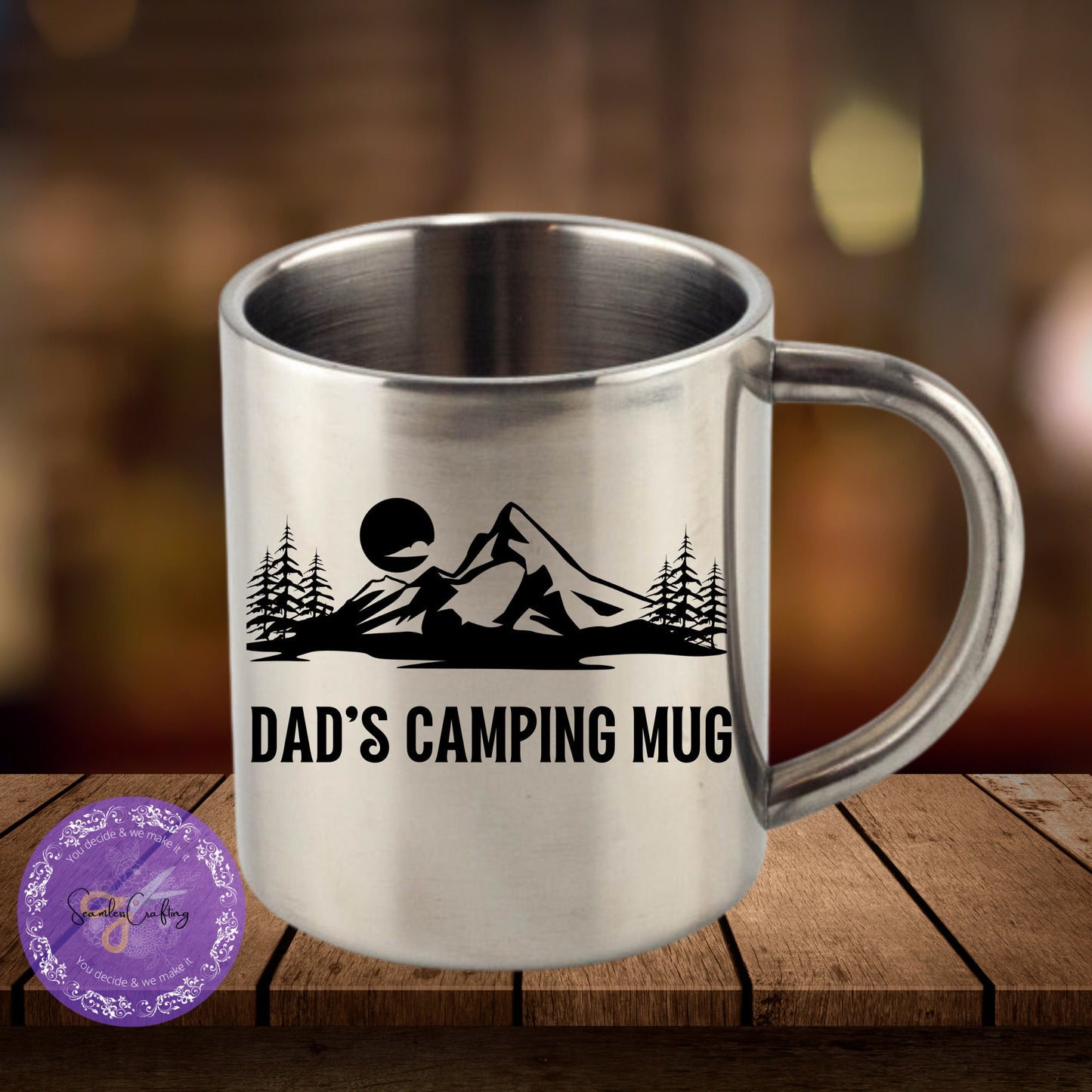 Personalised Camping Stainless Steel Mug, Metal mug, Retirement Gift Mug, Outside Steel Mug, Outdoor festival, Tin Mug , Camping Accessories