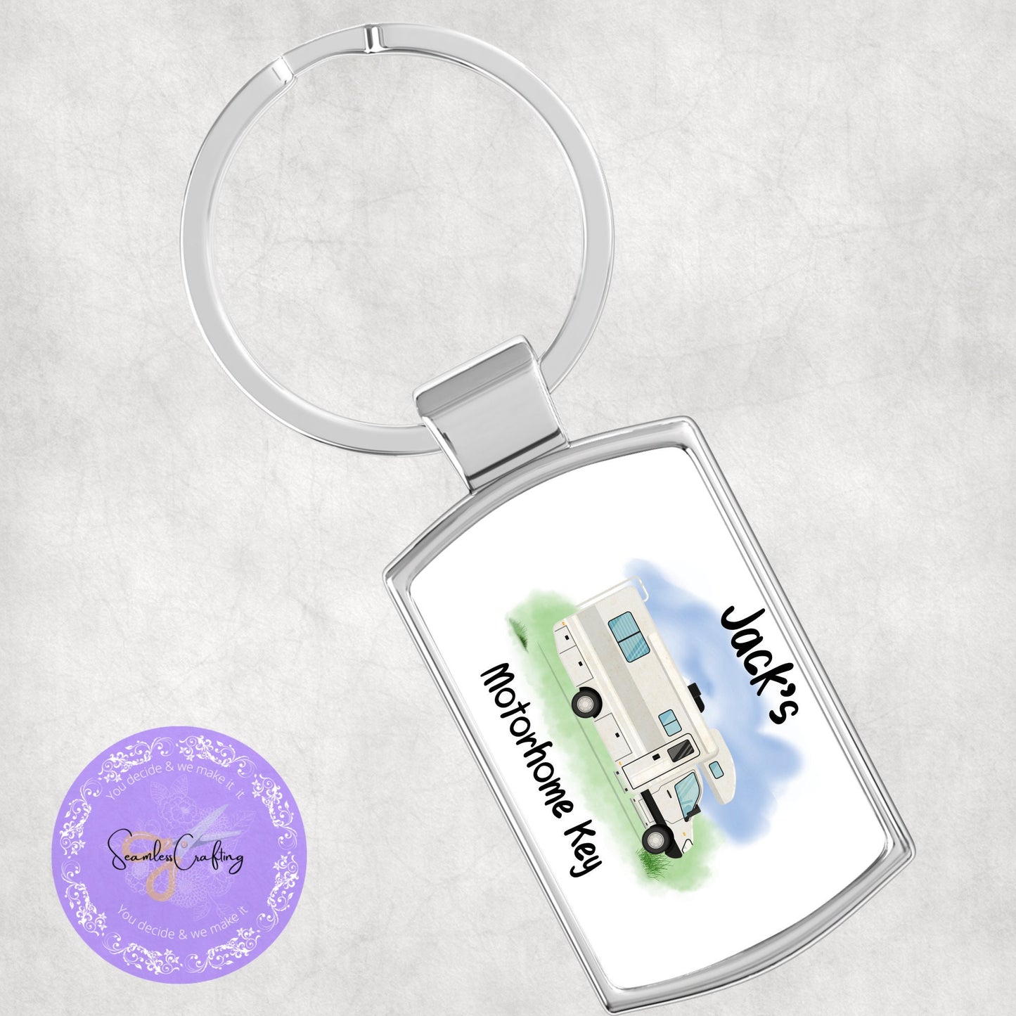 Personalised metal Motorhome keyring, Custom any text & names, keychain presents, New homeowner gifts, Outdoor lovers, First RV gift