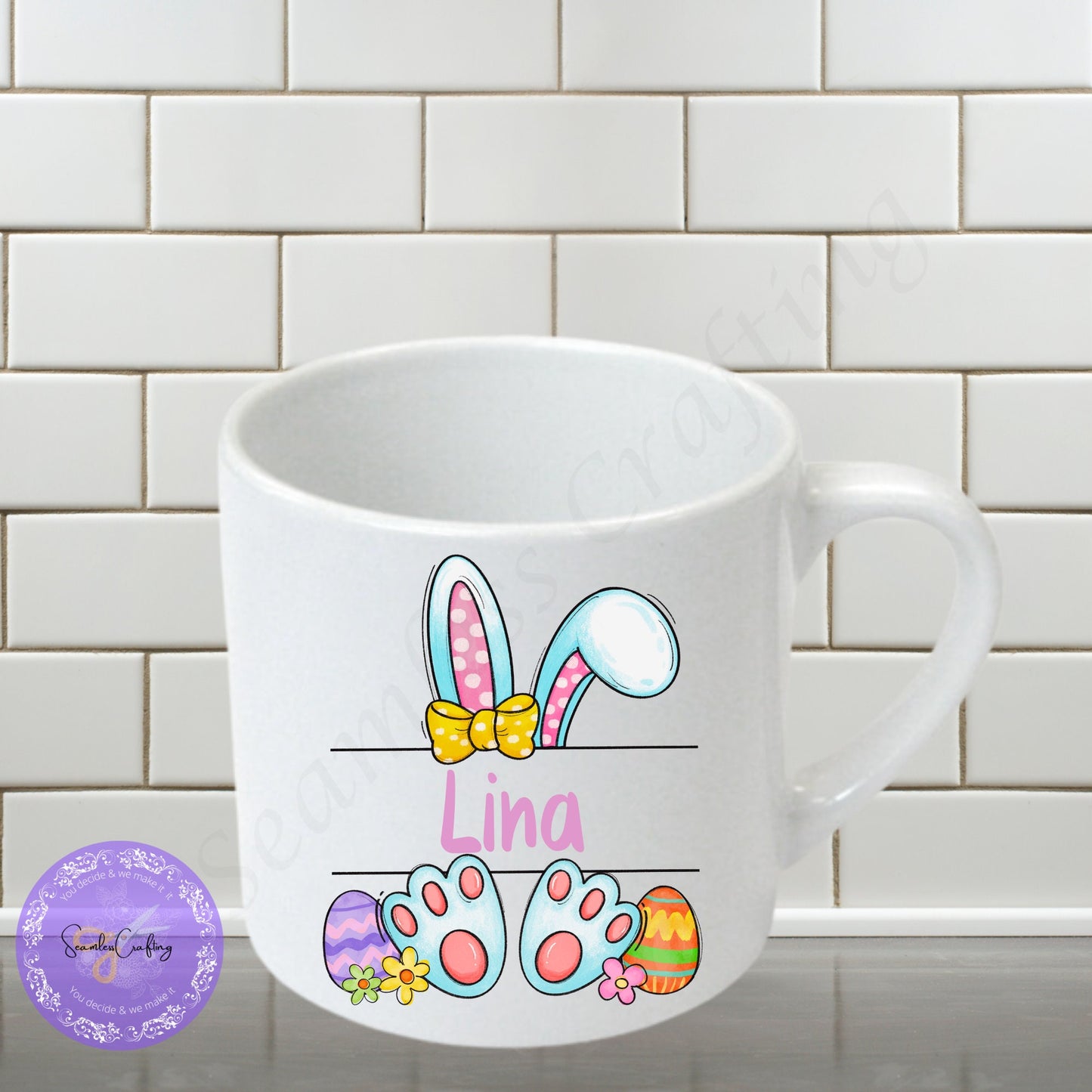 Personalised Easter mug Monogram for kids, Sweet Filler, Easter Bunny mug for boys & girls, Mini Easter Mug, Easter Bunny Rabbit Cup