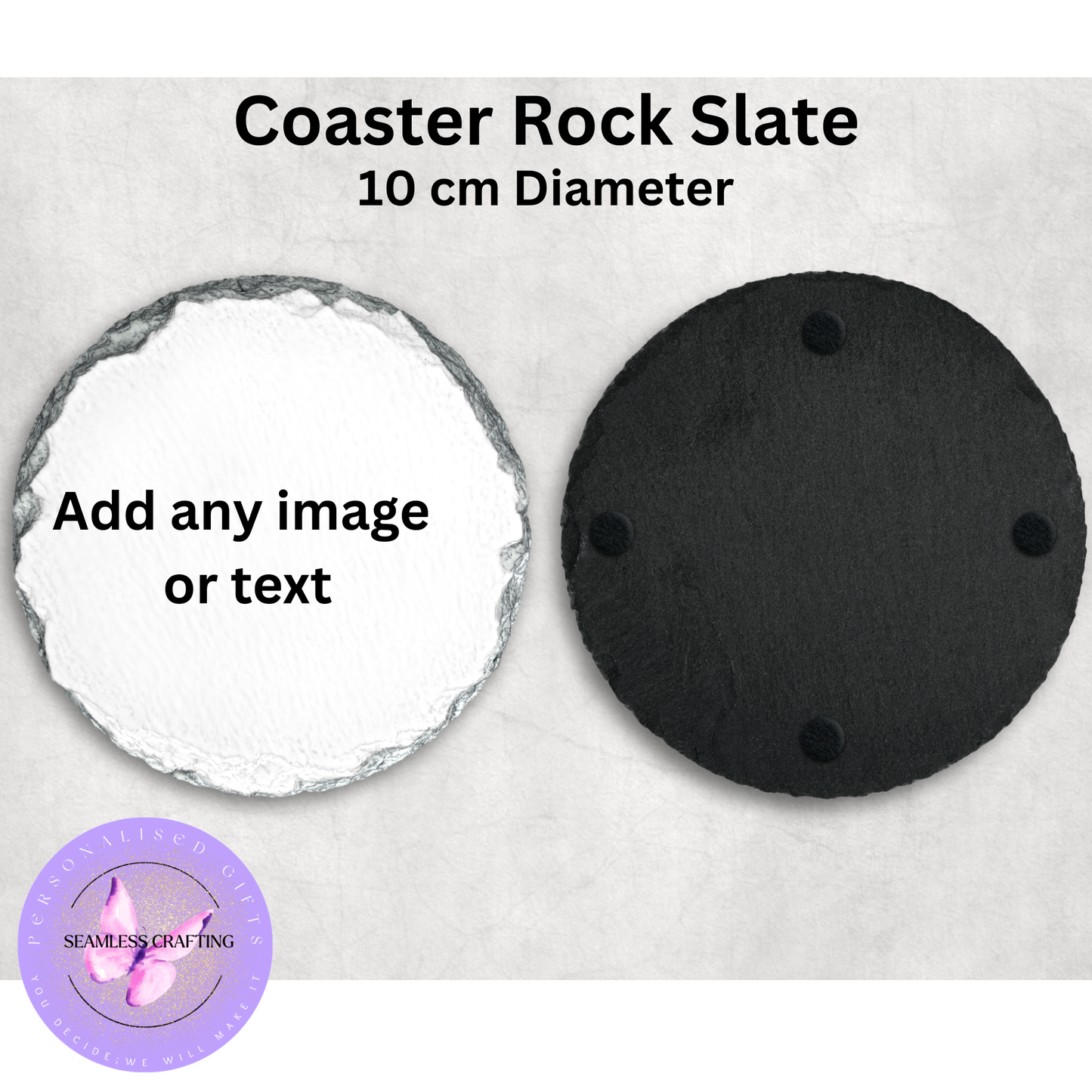 Personalised Photo Coaster or Rock Slate Coaster | Custom Image & Text Gift | Gloss Hardboard or Slate | 10cm | Memory & Keepsake Gift
