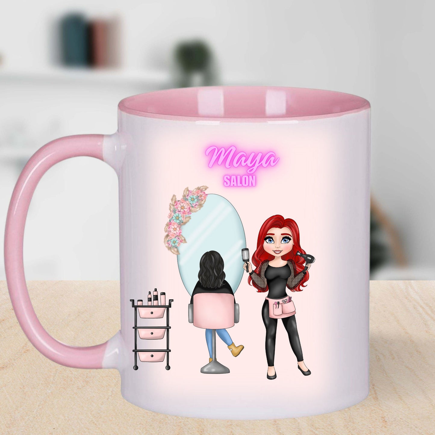 Personalised Hairdresser Mug, Caricature Travel Mug, Trainee Stylist Thermos, Newly Qualified Hairdresser Cup, Colour Stylist Gift