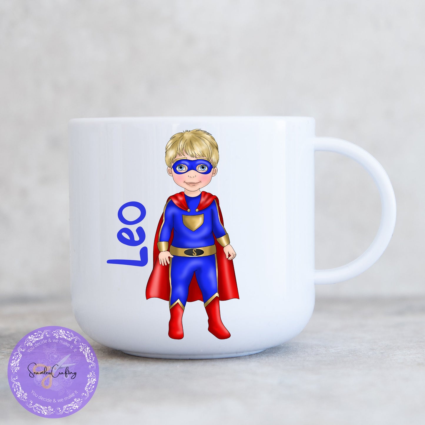 Personalised Child's Unbreakable Mug, Kids Plastic Mug, Super Hero Kids Cup, Gift For Birthday, Training Cup For Kids, Hot Chocolate Cup