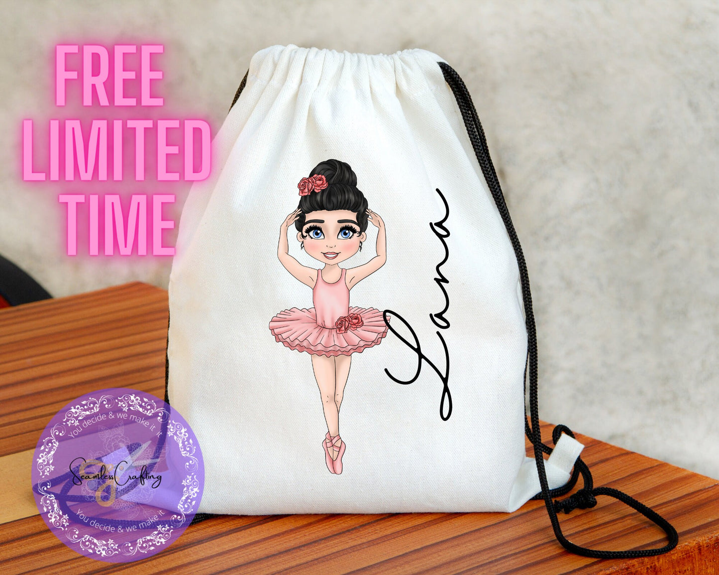 Personalised Ballerina girls bottle, Customised Ballerina water bottle, Gift for Ballerina lover with free drawstring bag limited