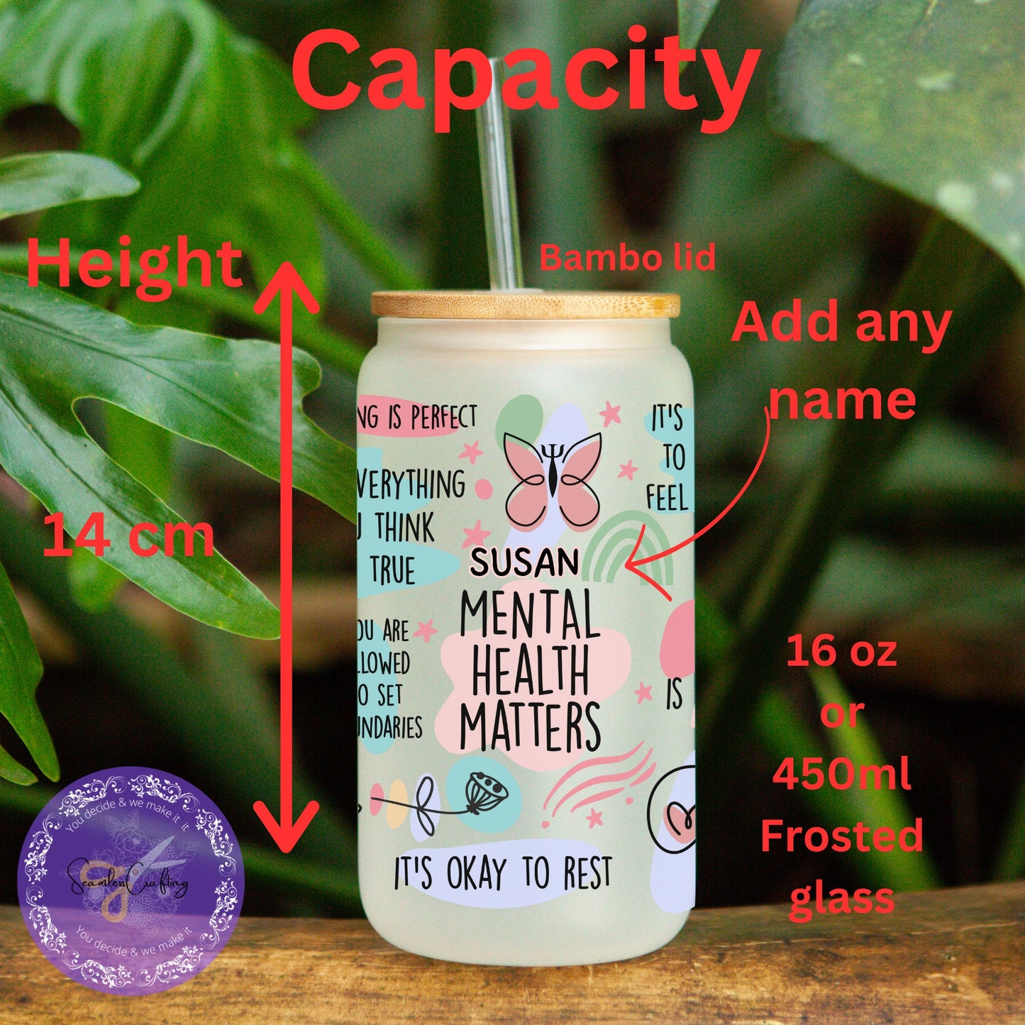 My Mental Health Matters Reminders Glass Cup, Mental Health Awareness, Positive affirmation self-love beer can glass cup, all about me