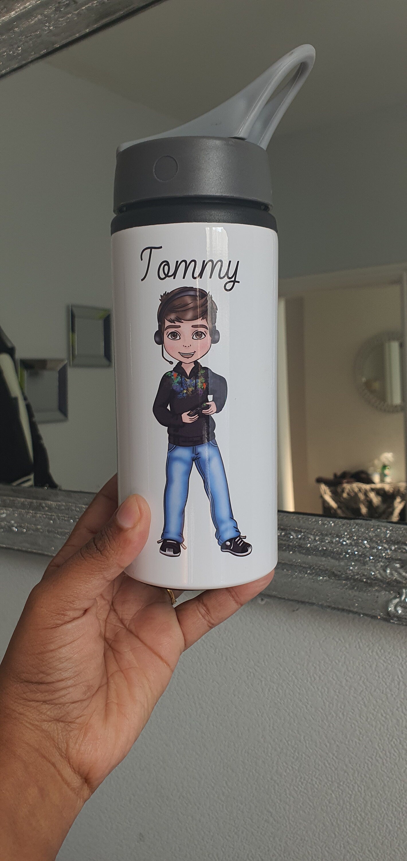 Personalised Gaming boy bottle, Teens Gifts, Xbox, Customised drinking water bottle for gamer, PS5, Gamer boy Gift