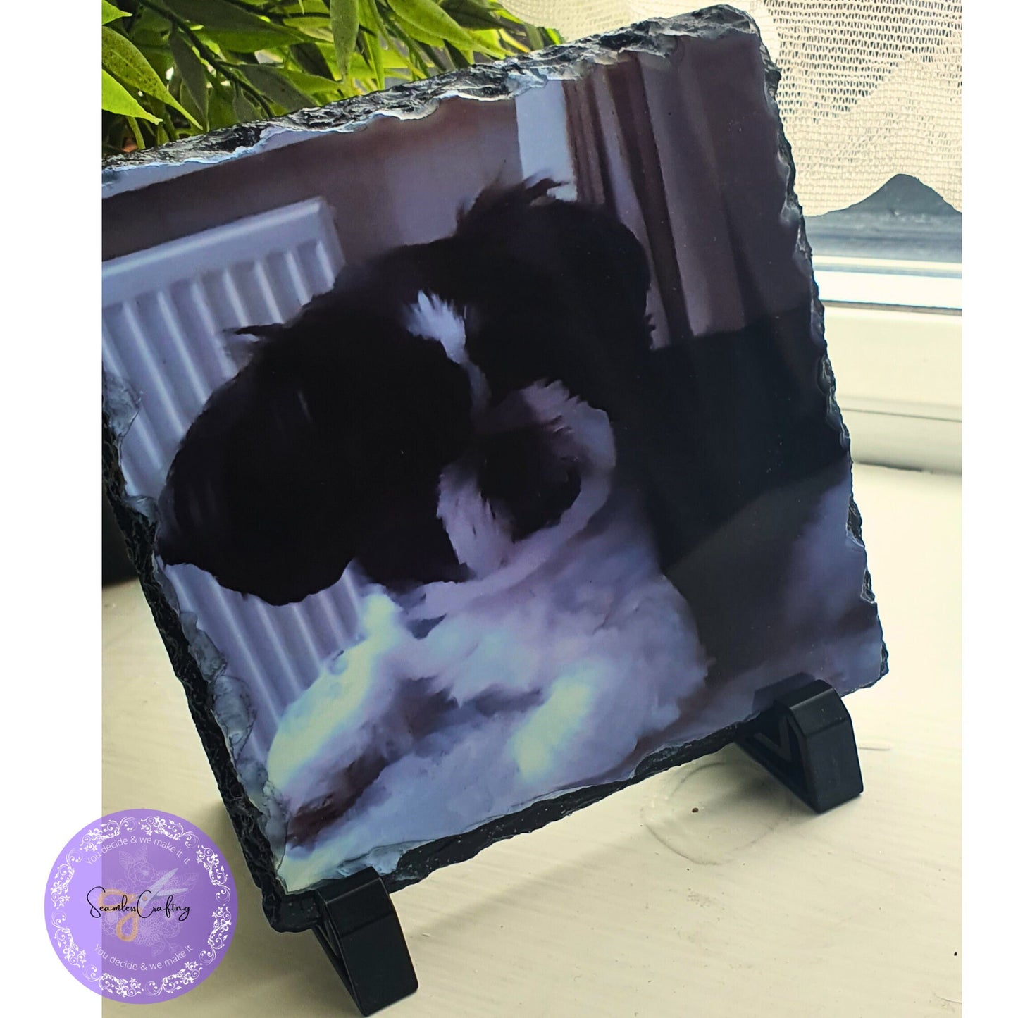Personalised memorial photo slate, in memory of dad, mum,grandmother,granddad, grave memorial, Sympathy gift, Rectangular Rock Slate