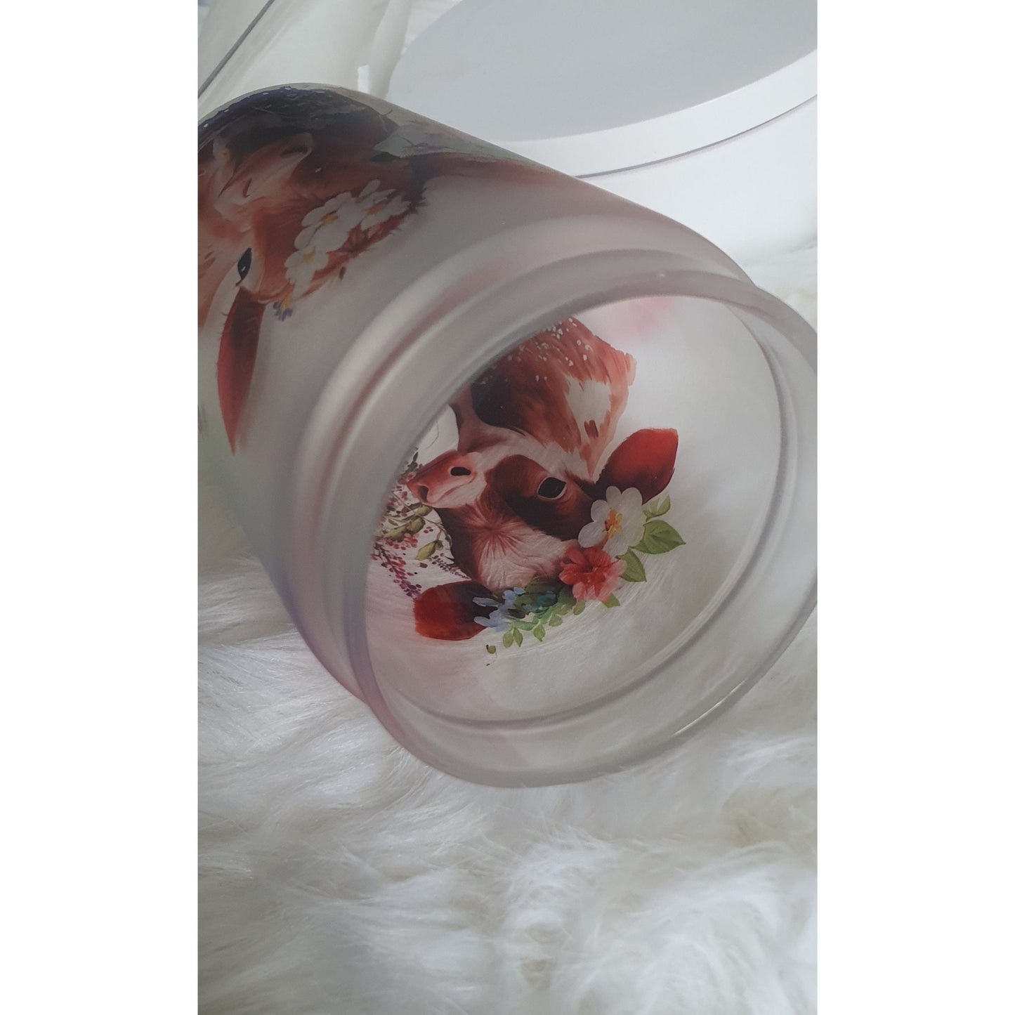 Personalised Glass Cup Floral Rainbow Cow, Iced Coffee Glass Cup, Glass Beer Can Bambo Lid & Plastic Straw, Gift For Cow Lover, Gift For Her