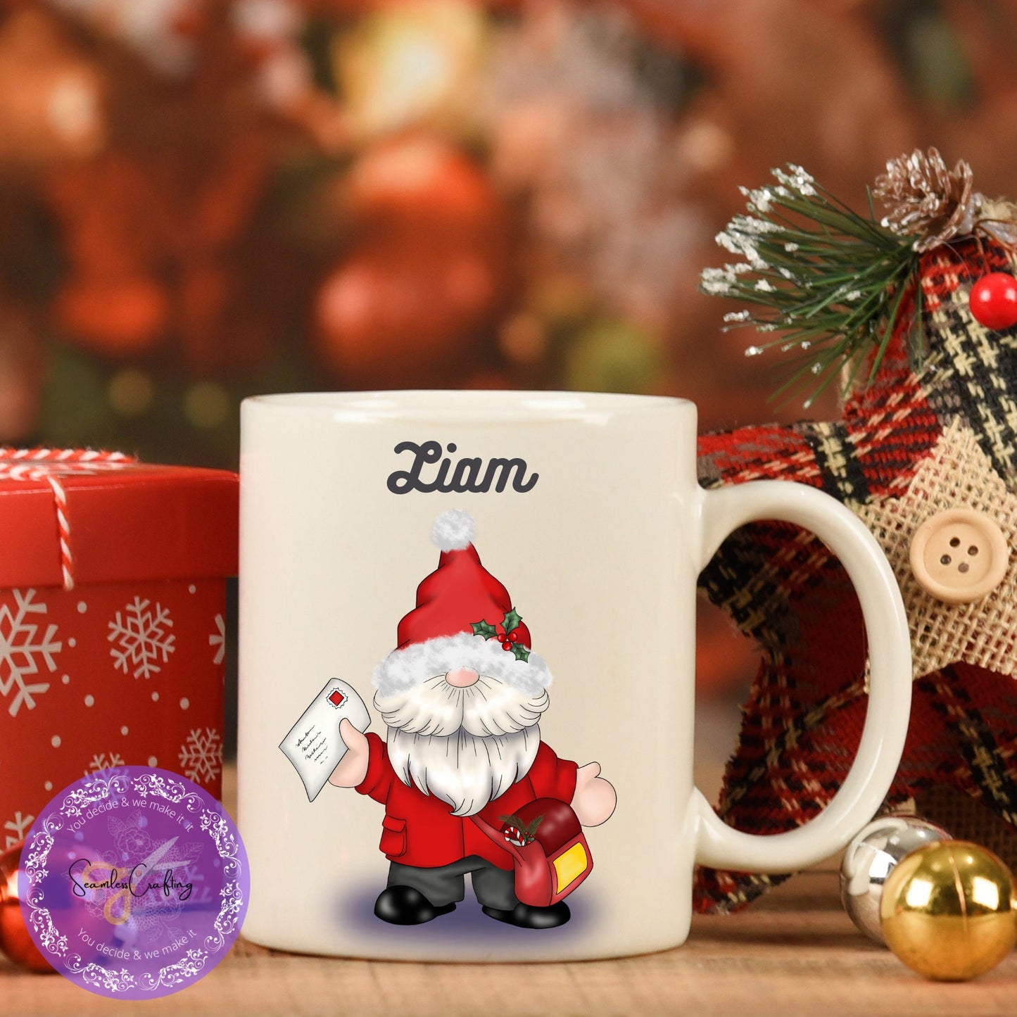 Postie Thank you Mug/ Personalised Gnome/Gonk Postman Coffee/ Tea Mug