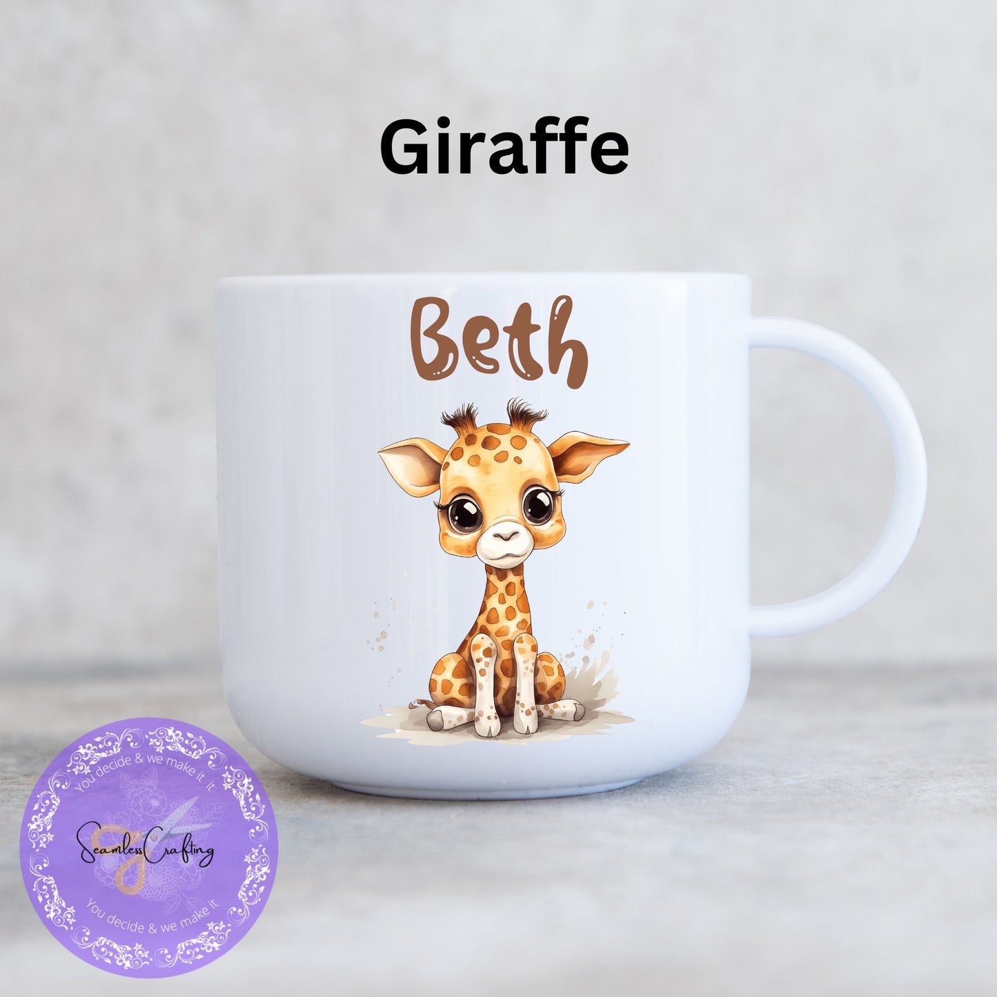 Personalised Child's Unbreakable Mug Animal Safari, Toddler Plastic Cup, Gift For Kids, Birthday Gift For Children, Small Cup 6 oz kids cup