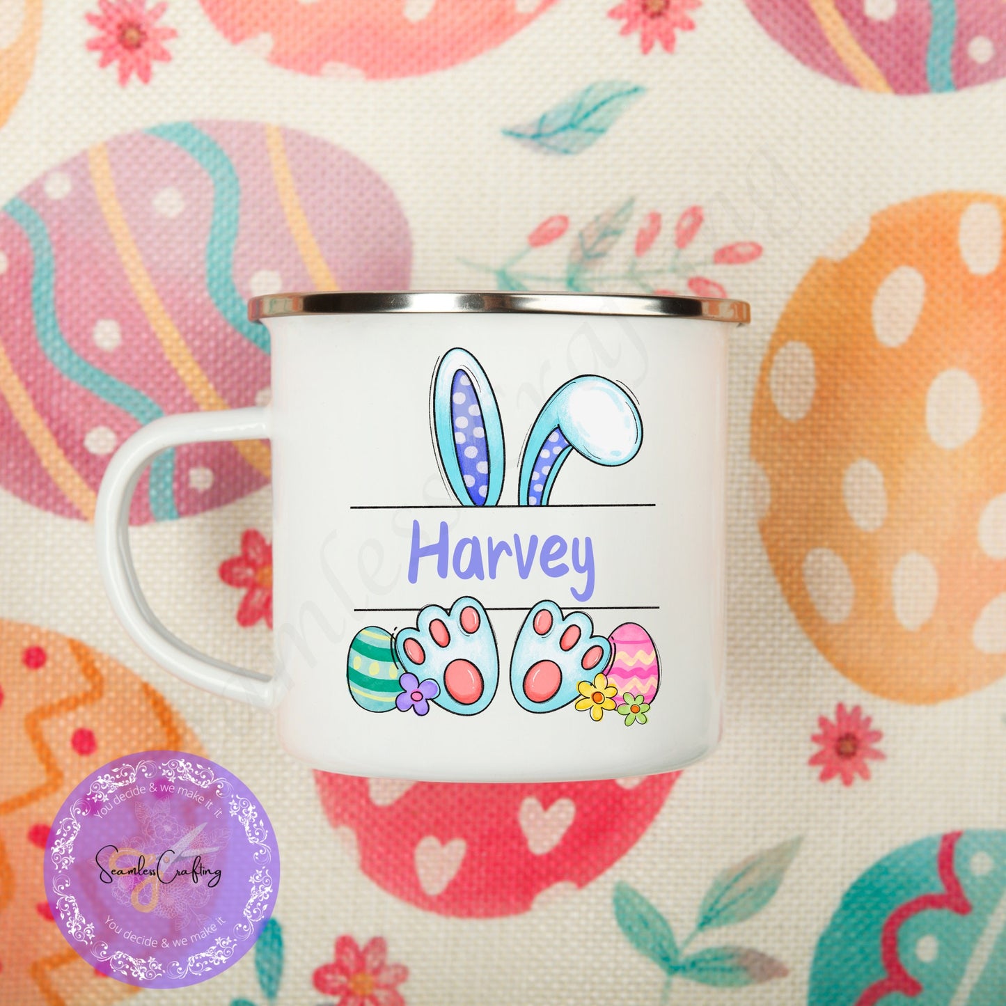Personalised Easter mug Monogram for kids, Sweet Filler, Easter Bunny mug for boys & girls, Mini Easter Mug, Easter Bunny Rabbit Cup