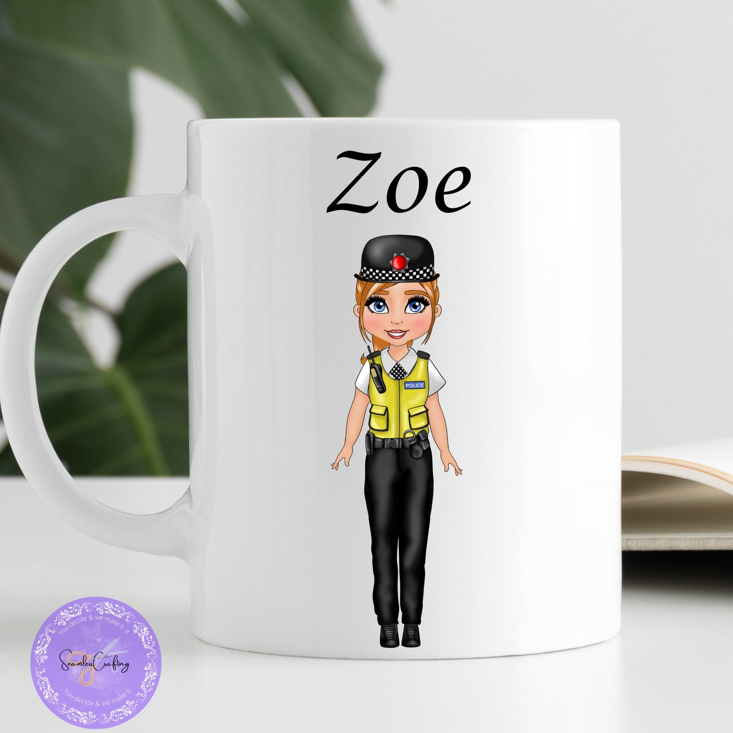 Personalised Female police officer travel mug, Police Lady gifts, New PCSO, Copper coffee cup, Build your character, Travel Thermos mug