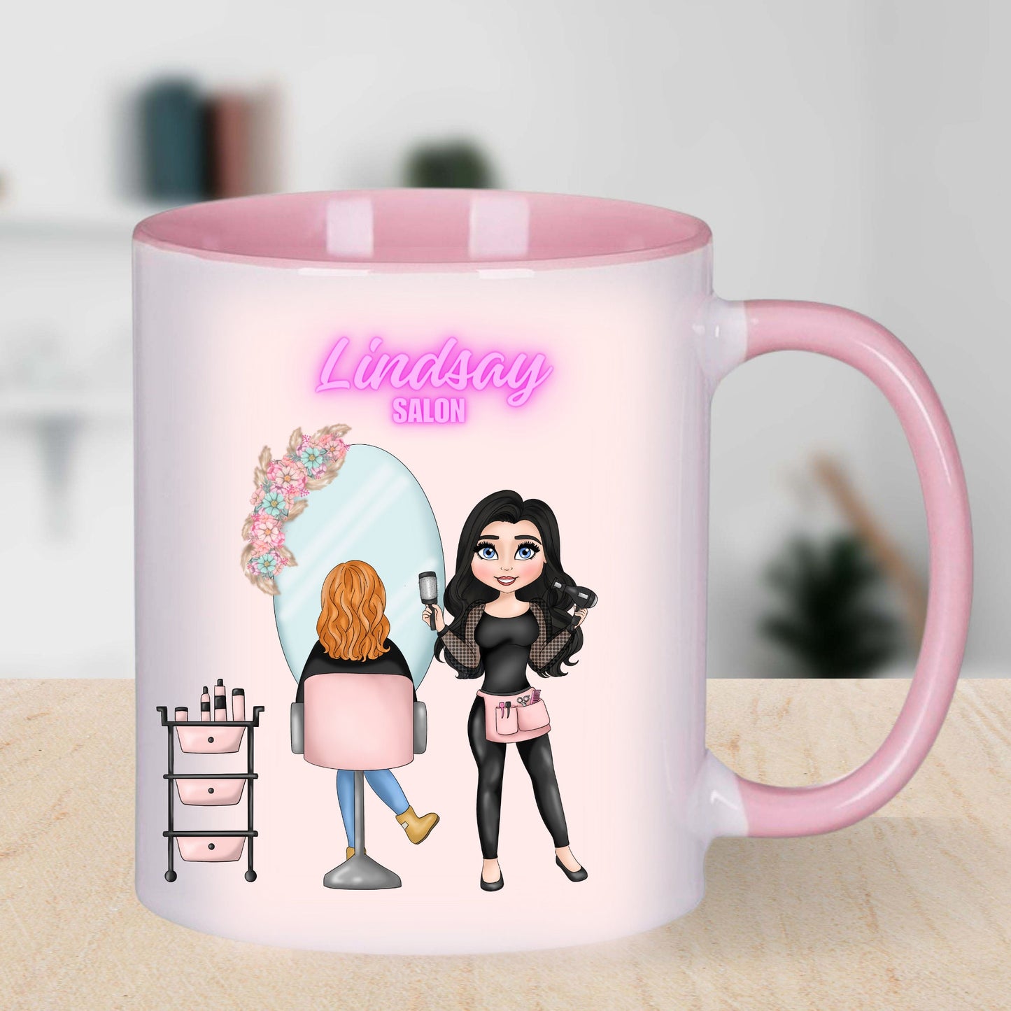 Personalised Hairdresser Mug, Caricature Travel Mug, Trainee Stylist Thermos, Newly Qualified Hairdresser Cup, Colour Stylist Gift
