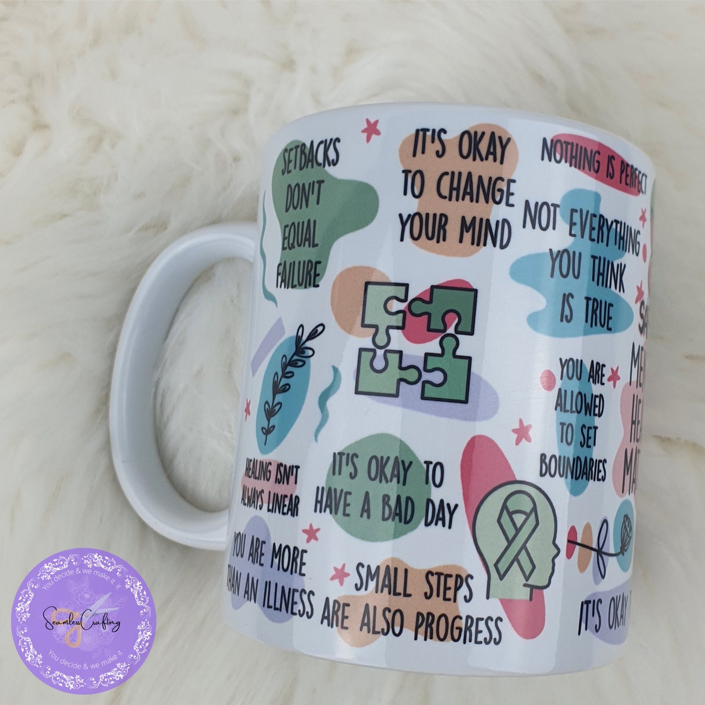My Mental Health Matters Reminders Cup, Mental Health Awareness, Positive affirmation self-love beer can Cersmic mug, all about me