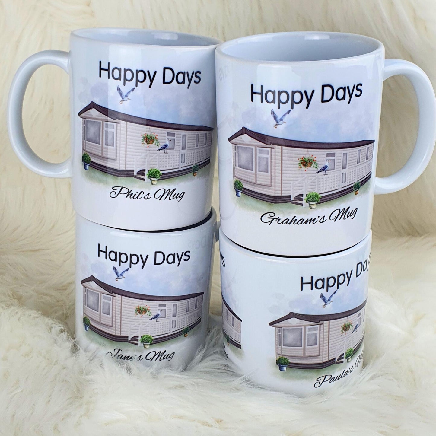 Personalised Static Caravan Ceramic mug gift, Custom any text & names,Campervan holiday gift, Static owners presents,New home coffee,tea cup