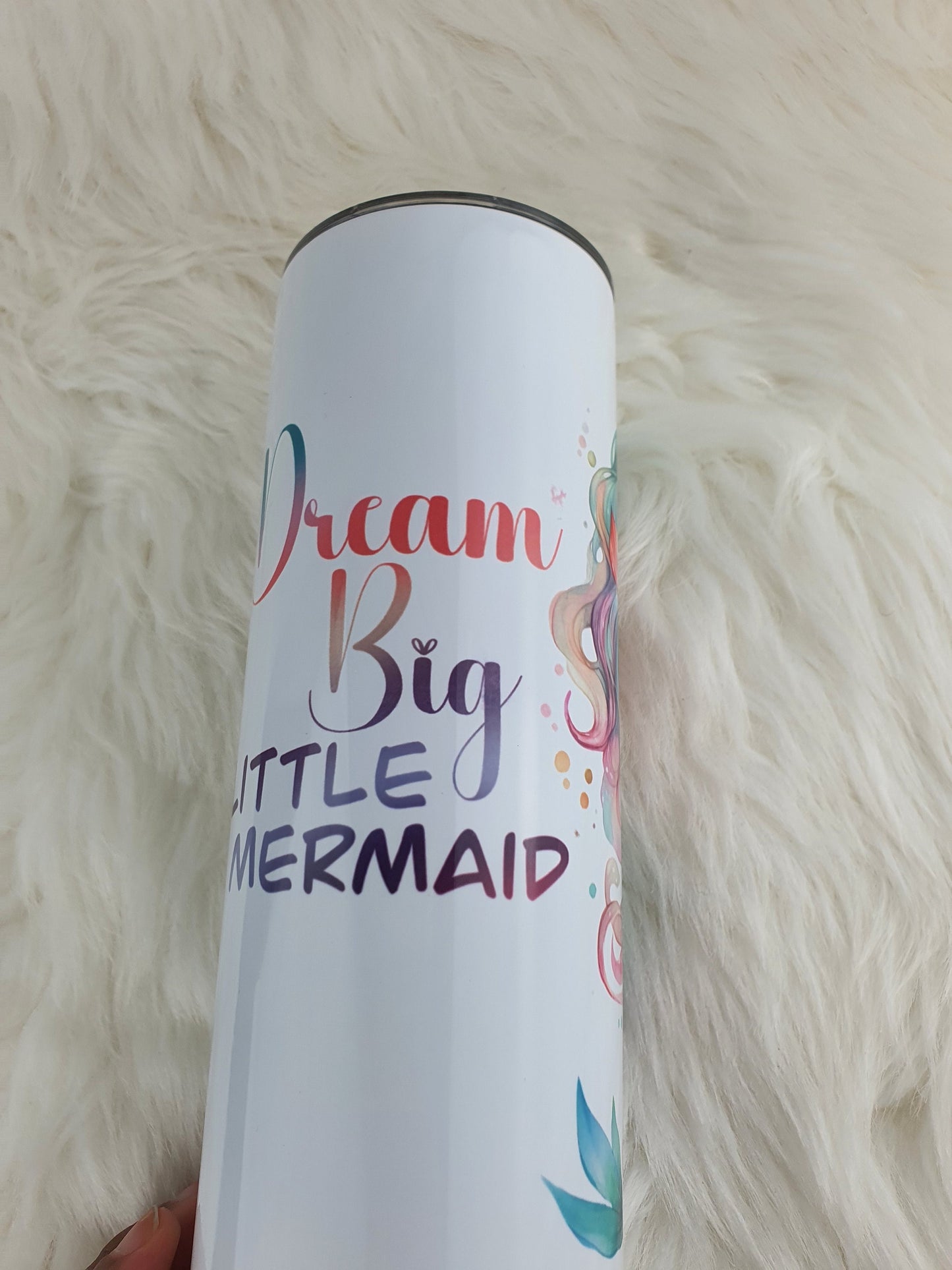Personalised Little Mermaid Princess Insulated Thermal Skinny Tumbler, Mermaid Travel Mug, Birthday gift for her, Inspirational Mermaid Cup