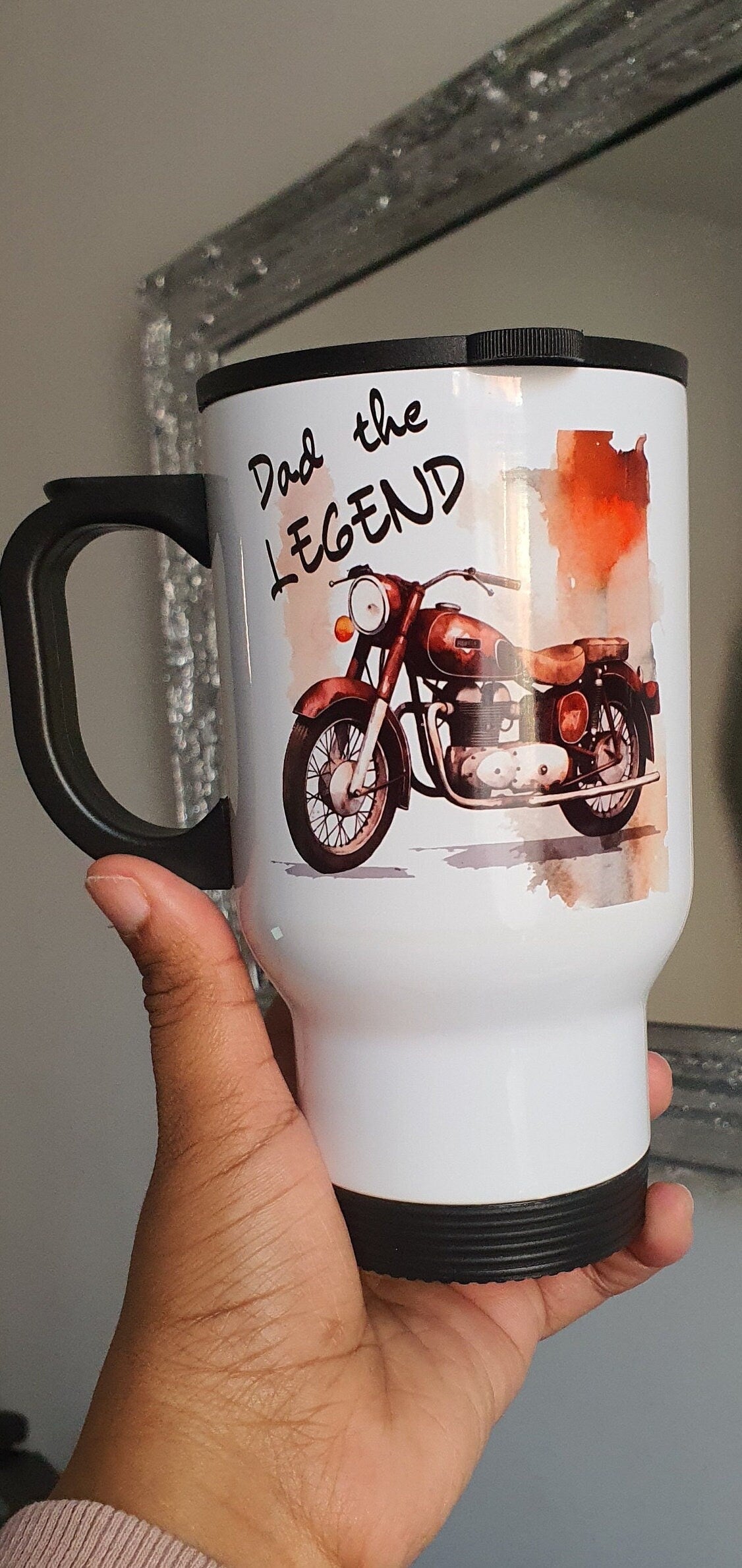 Personalised Hot Drink Travel mug Father's Day Gift, Custom Travel Mug, Motorcycle Gift for Him, Photo Travel Mug, Stainless Steel cup