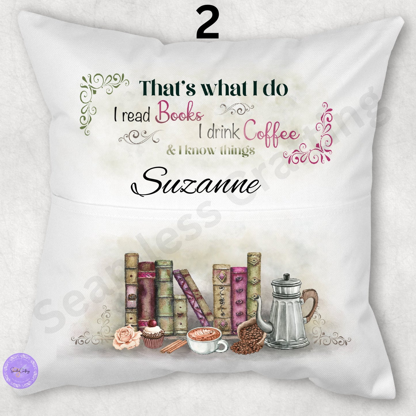 Personalised Pocket Reading Book Cushion, That's what I do cushion gifts, tea and loving reading pillow, Bedroom Decor, Unique Cushion