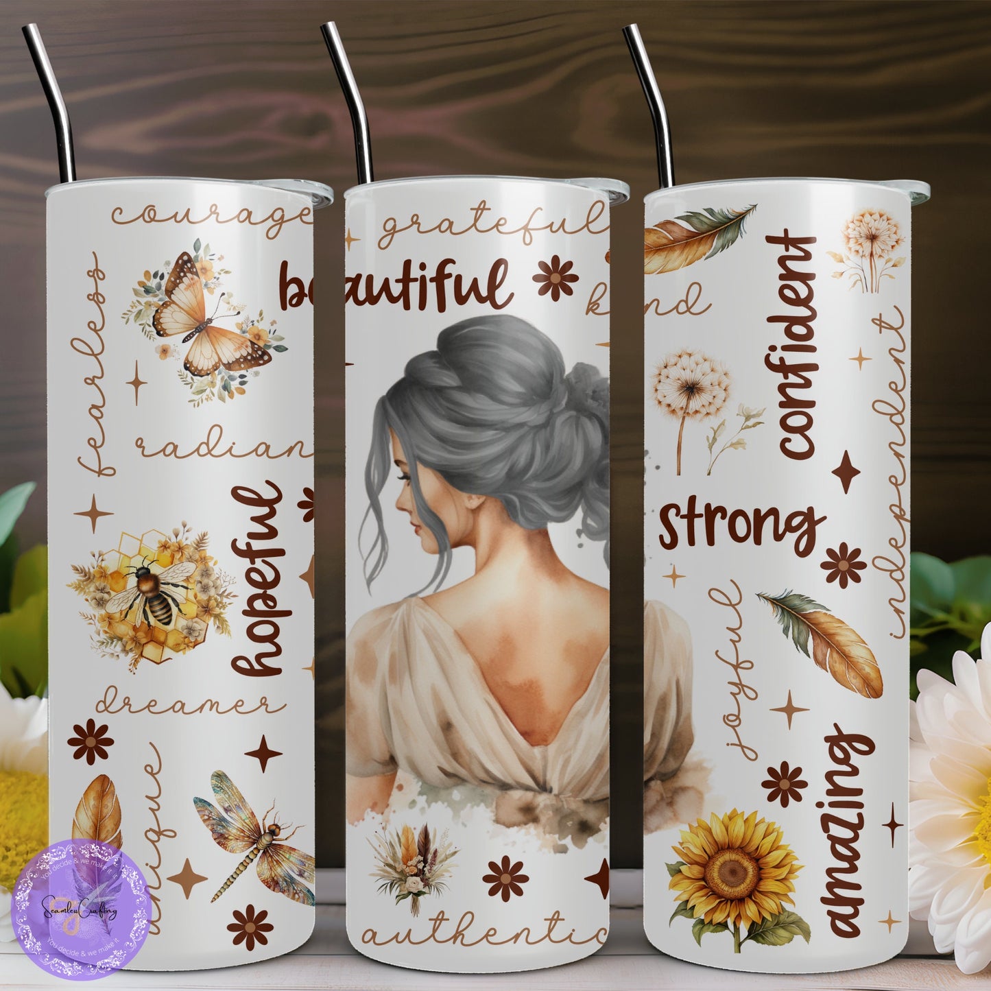Inspirational Tumbler cup, Self-care, Gratitude, self-love, Different hair colours, Daily motivation, wellbeing tumbler, Mental Health