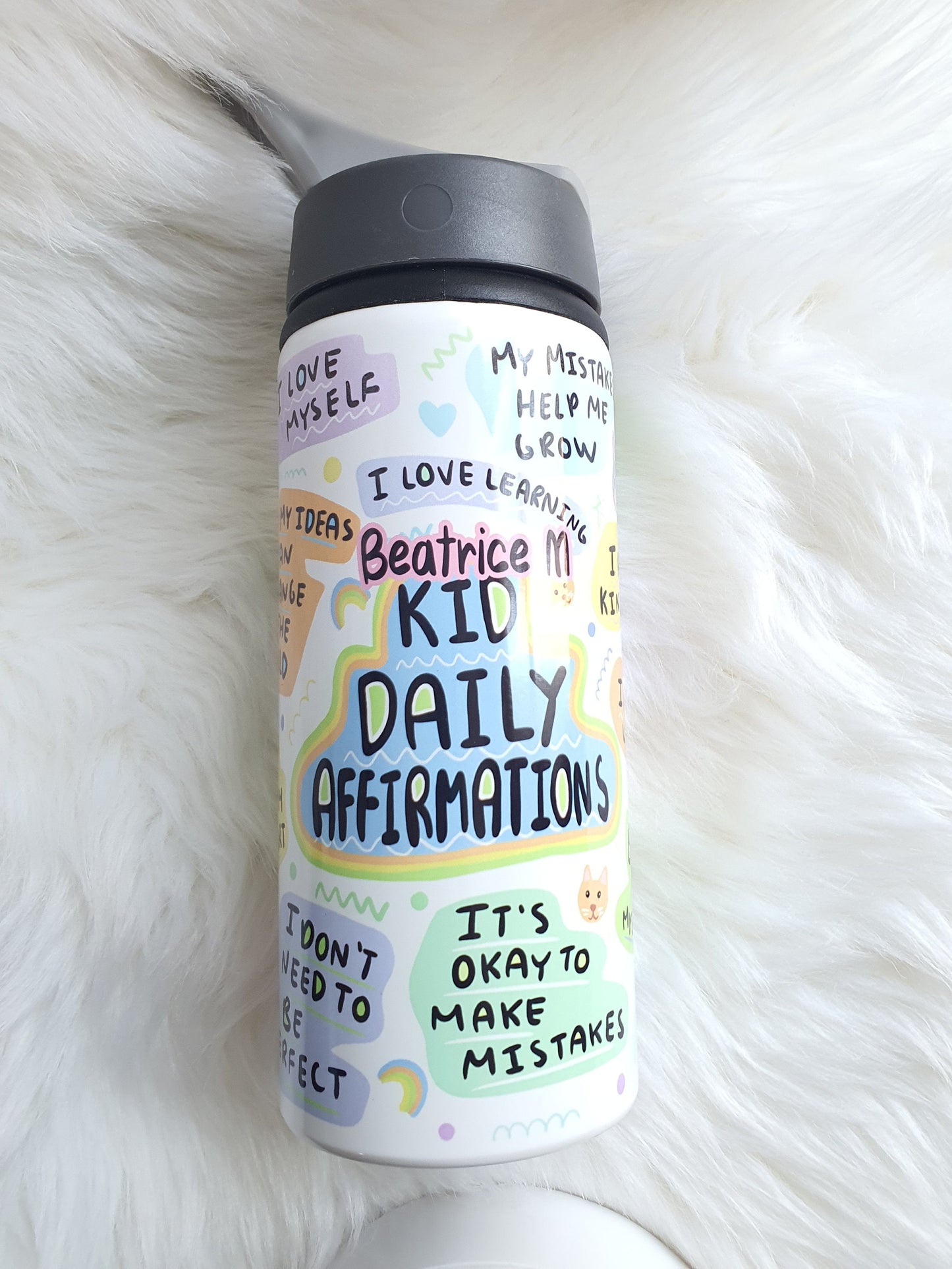 Personalised Kids Daily Affirmation Bottle, Tumbler, Kids Daily Affirmation , Hydration Kids Bottle, Boost Self-Esteem and Confidence , PE