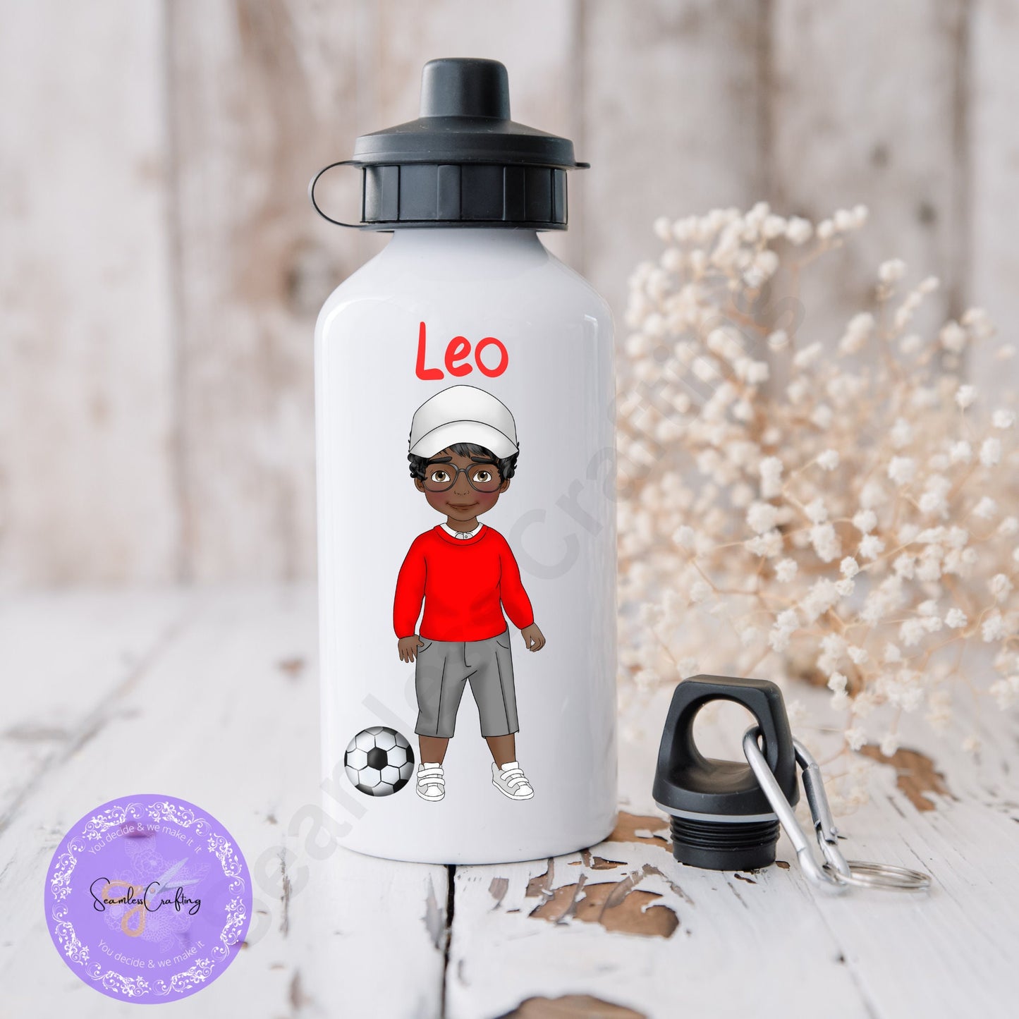 Personalised School uniform water bottle, Back to school water bottle, Nursery water bottle, Boy Character water bottle, customise with name