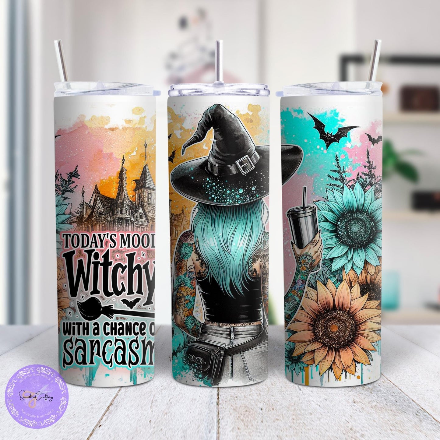Personalised Moody witch, Funny Halloween witch, BPA Free tumbler, witchy flower, Witch sarcasm, custom-made cup thermal, Witch Lover