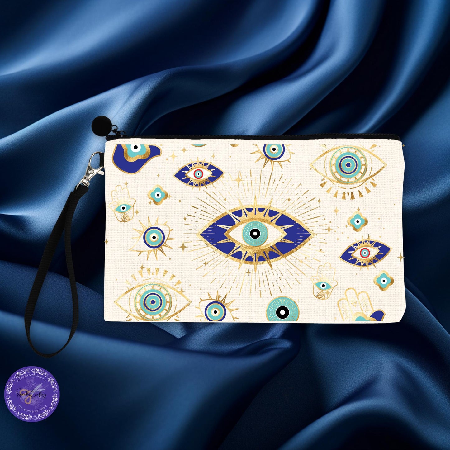 Personalised All-Seeing Eye Cushion. Turkish Eye Protection, Spiritual Mug Gift, Makeup bag Evil Eye Style, Nazar, Mousepad, 20 oz tumbler