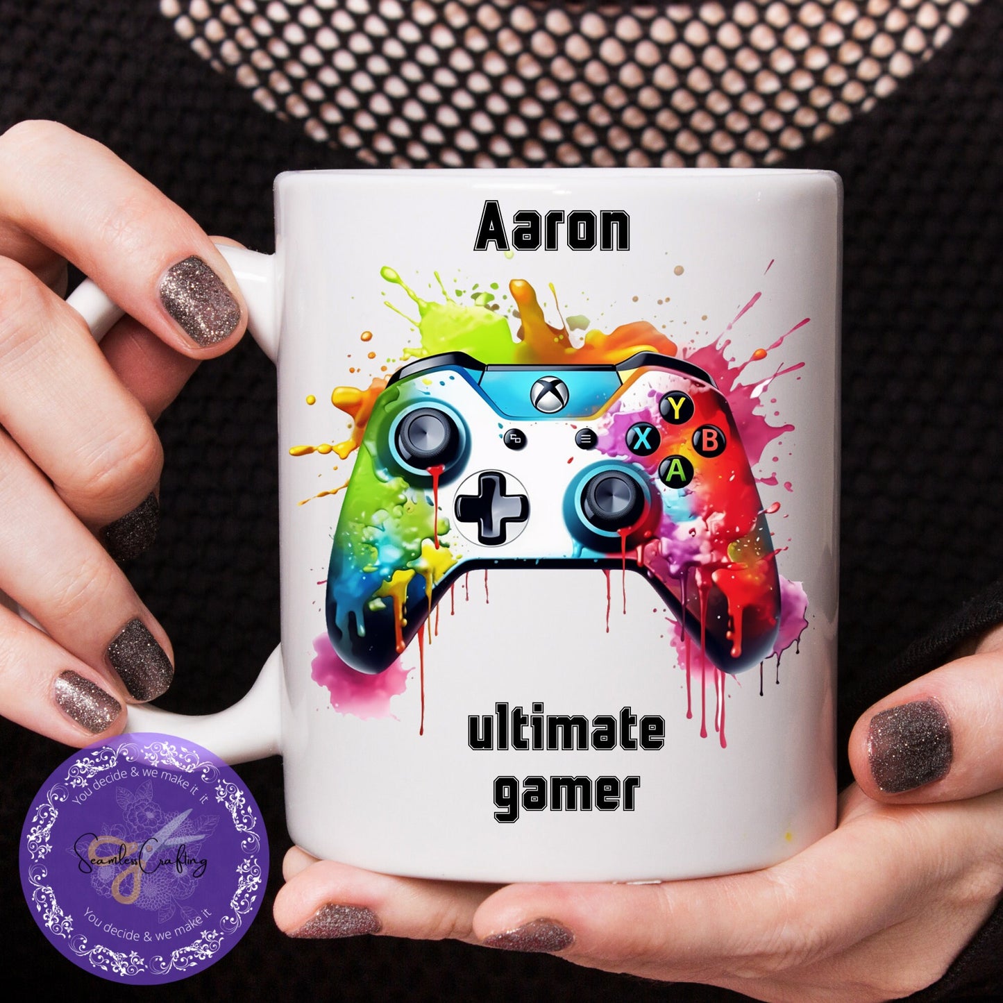 Personalised Gamer Mug & Coaster Set โ Custom 11 oz Video Game Coffee Mug with Name โ Gift for Gamers, Kids, Teens, or Boyfriends