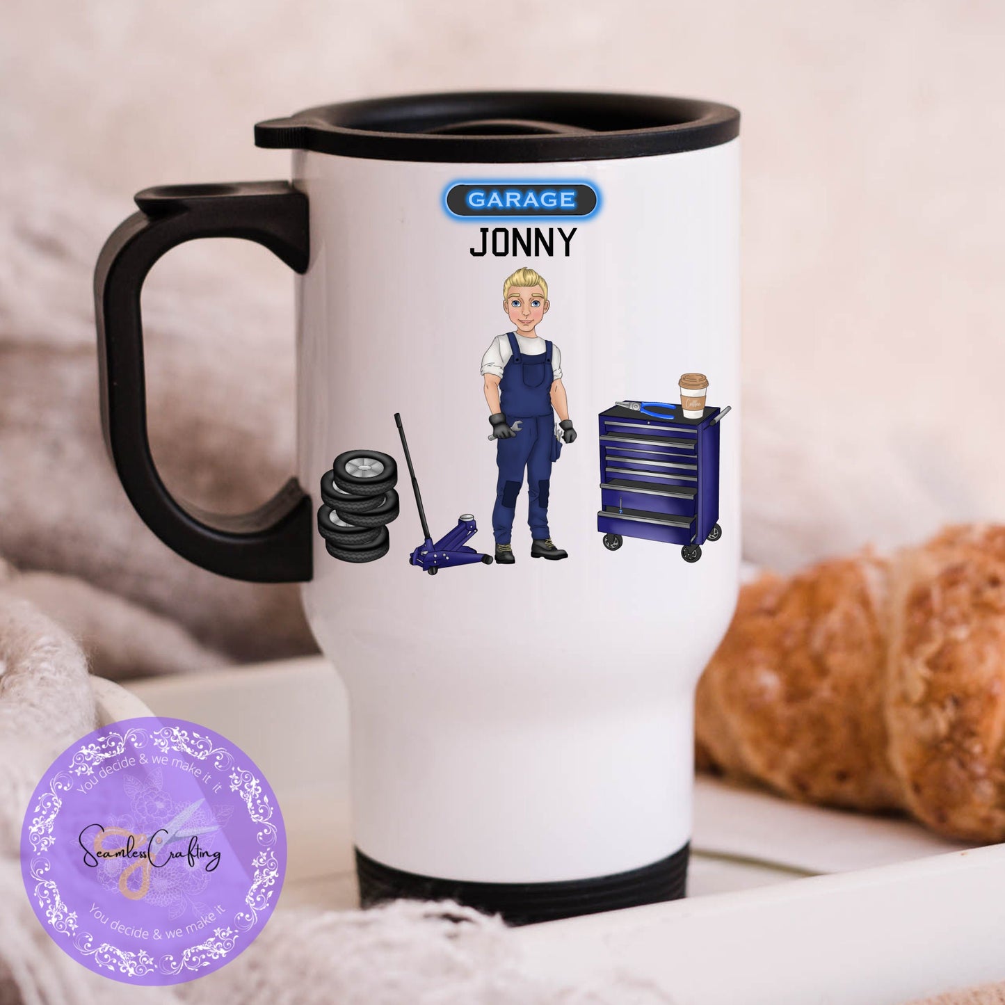 Personalised Mechanic Travel Mug, Car Technician Mug, Trainee Mechanic, Birthday gift for men, Insulated mug for Mechanic, Car Enthusiastic