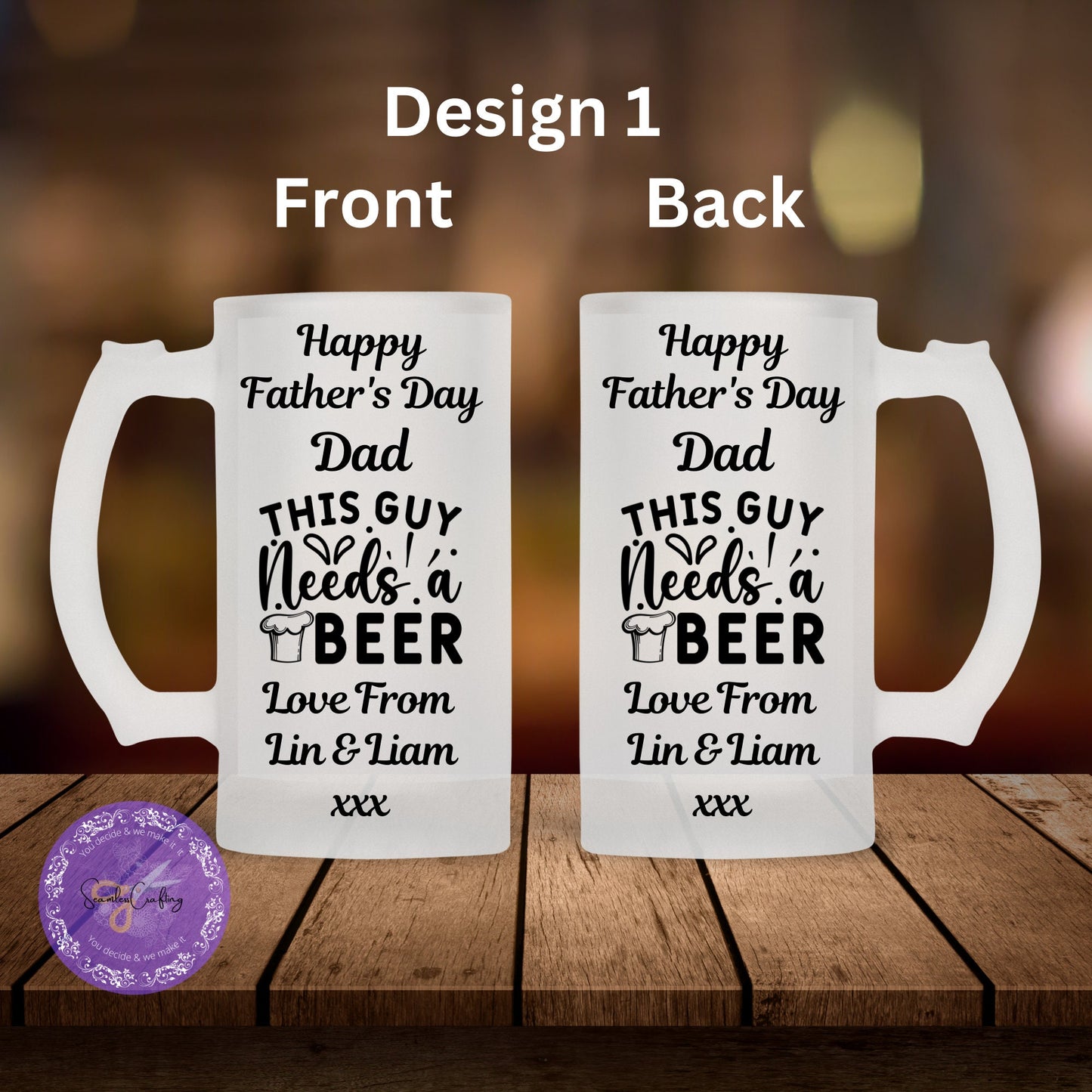 Personalised Beer Mug Tankard, Father's Day Gift, Beer mug Gift, Father's Day gifts from kids, Gift For Him, Custom Glass beer, custom glass