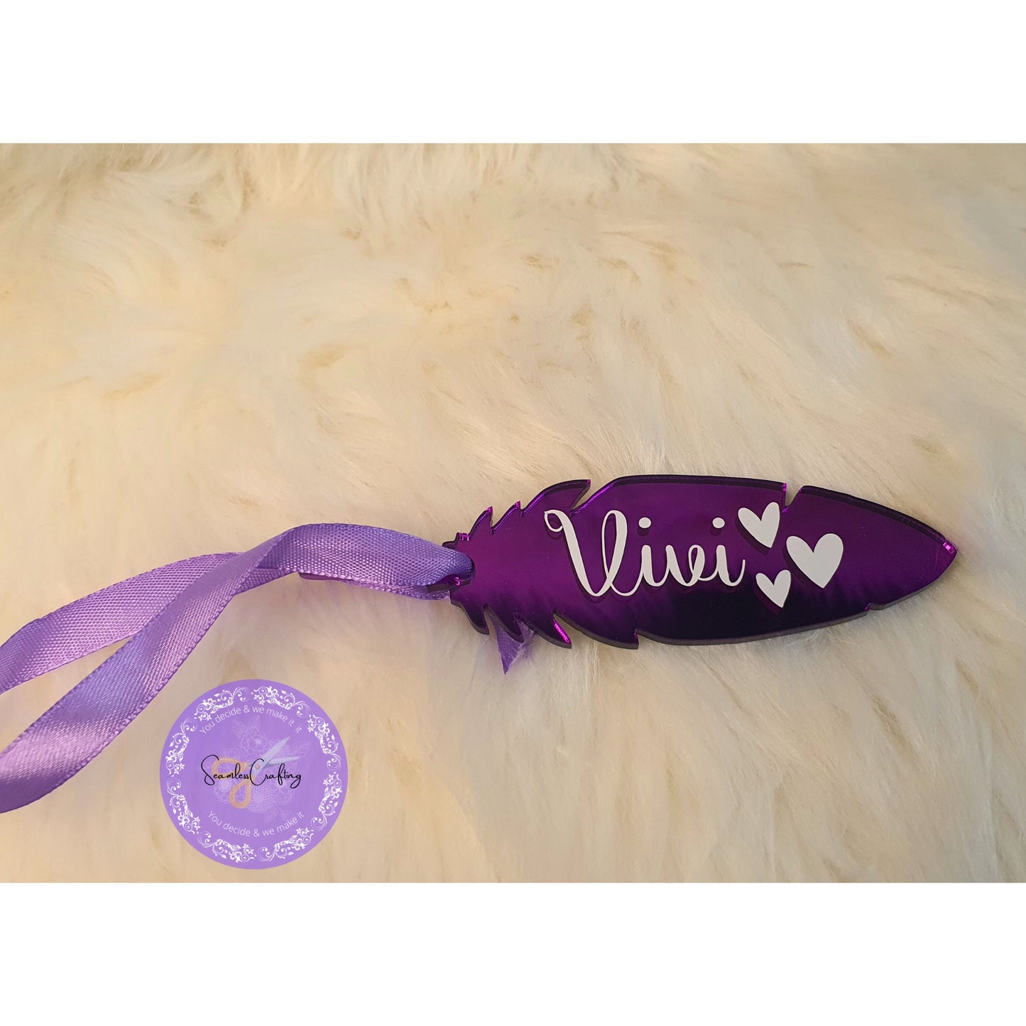 Personalised Memorial Feather, Keepsake feather, Hanging Feather Bauble, Table Holder, Thinking of you Gift, Handmade acrylic feather
