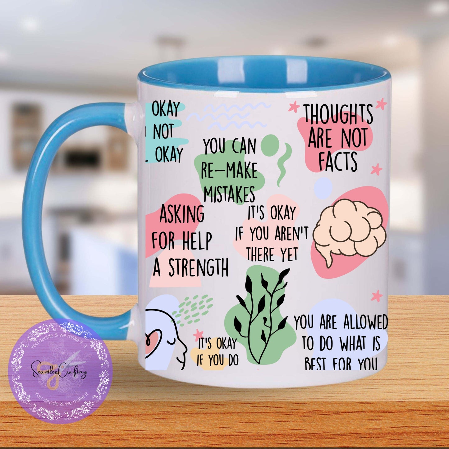 My Mental Health Matters Reminders Cup, Mental Health Awareness, Positive affirmation self-love beer can Cersmic mug, all about me
