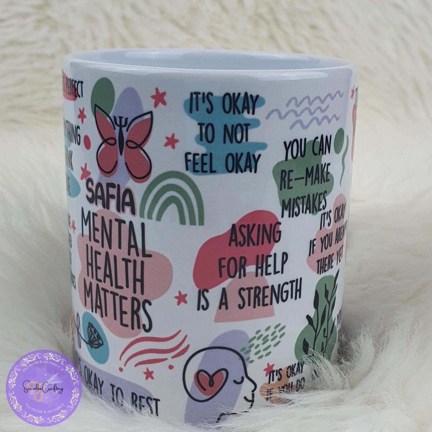 My Mental Health Matters Reminders Cup, Mental Health Awareness, Positive affirmation self-love beer can Cersmic mug, all about me