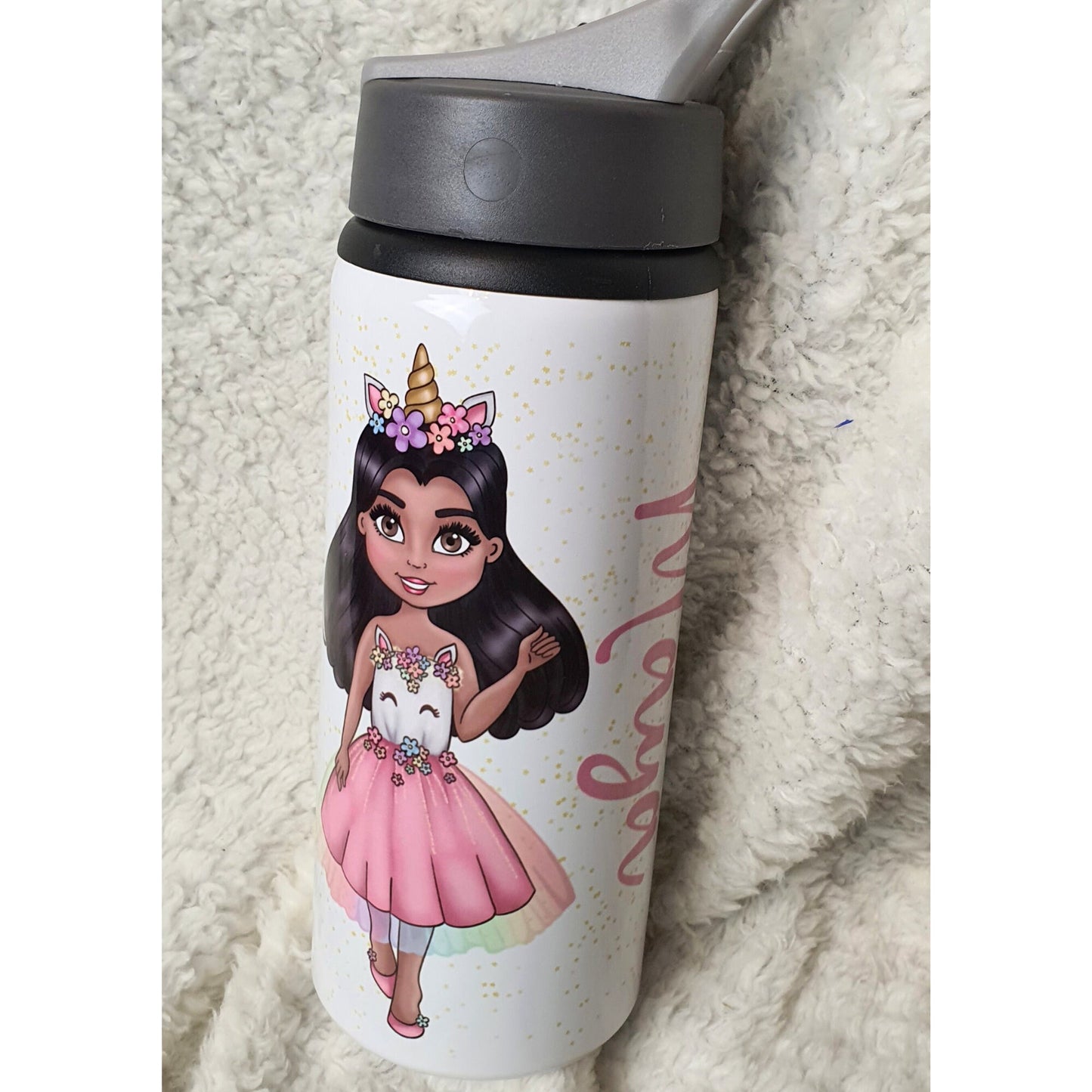 Personalised unicorn water bottle, Kids waterbottle, Nursery drinks bottle , Aluminium BPA Free bottle, Gift for birthday, Unicorn fan