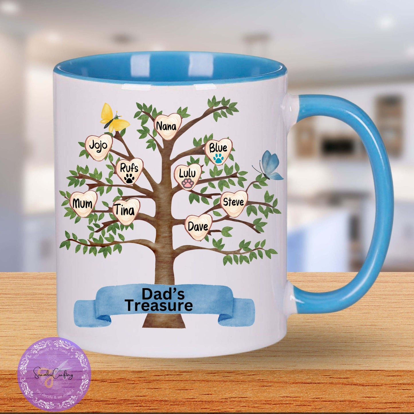 Personalised family tree mug, custom family names, Family treasure, Add any name upto 12, ceramic cup gift for family, kin family tree
