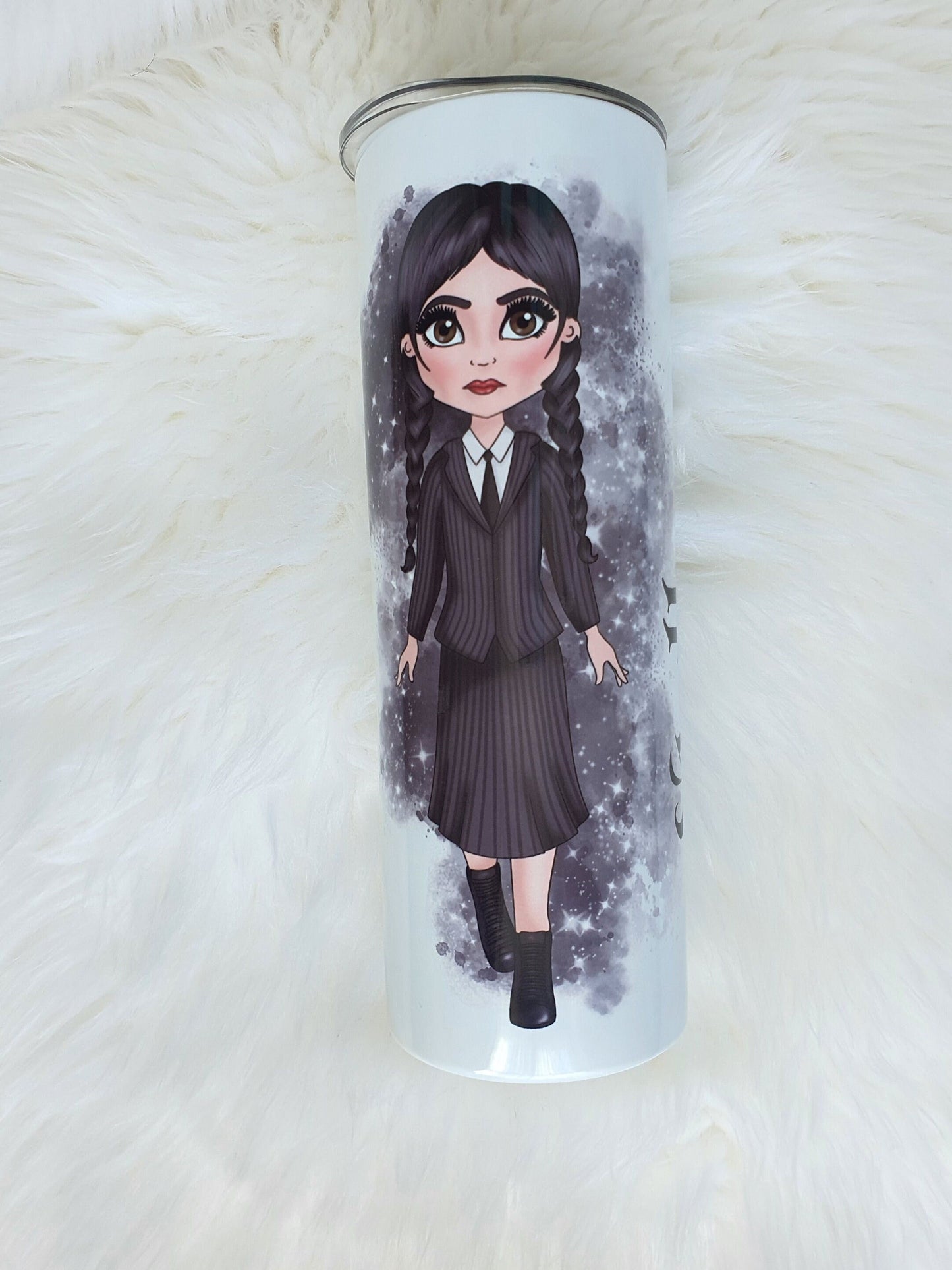 Personalised Wednesday Addams Isulated Skinny 20 oz Tumbler, Custom tumbler with straw & lid, gift for her, Inspired wednesday tumbler,
