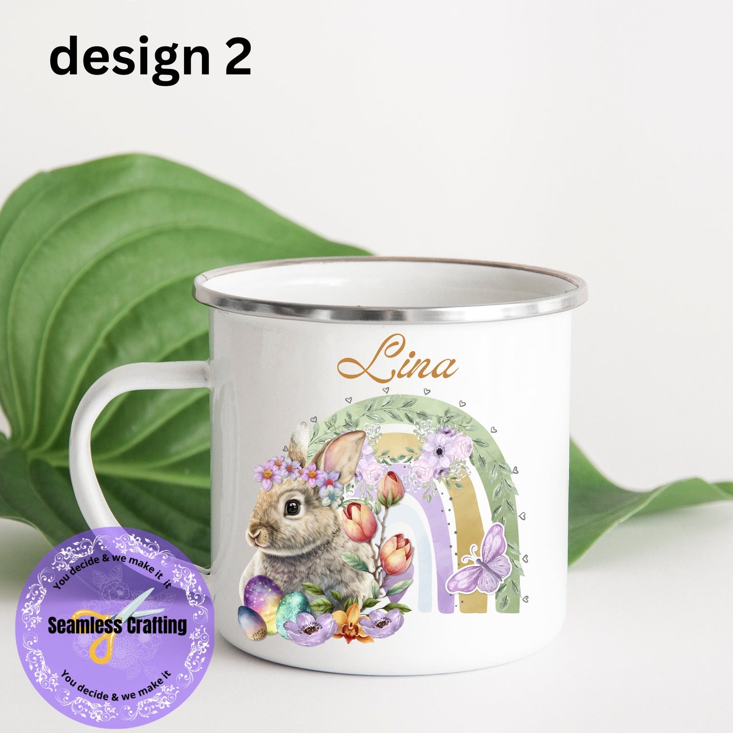 Personalised Easter Enamel Mug, Easter Cup, Kids Easter Bunny, Easter Rabbit, Unbreakable Easter Mug ,Gift for Easter, Treat