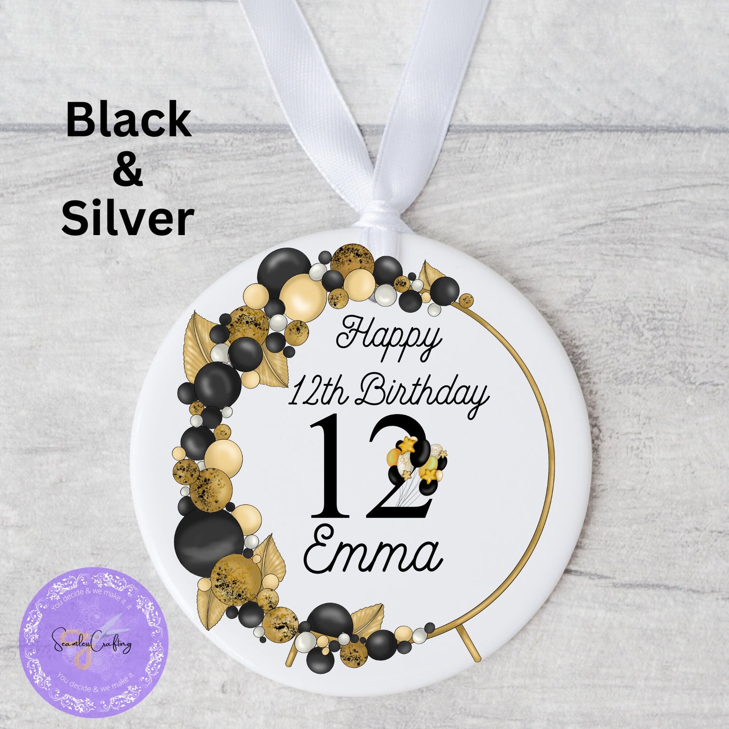 Personalised Ceramic Ornament Balloon Arch Birthday Gift, Custom any age ornament Balloon Arch, Memorable Keepsake Wedding, Birthday Gift